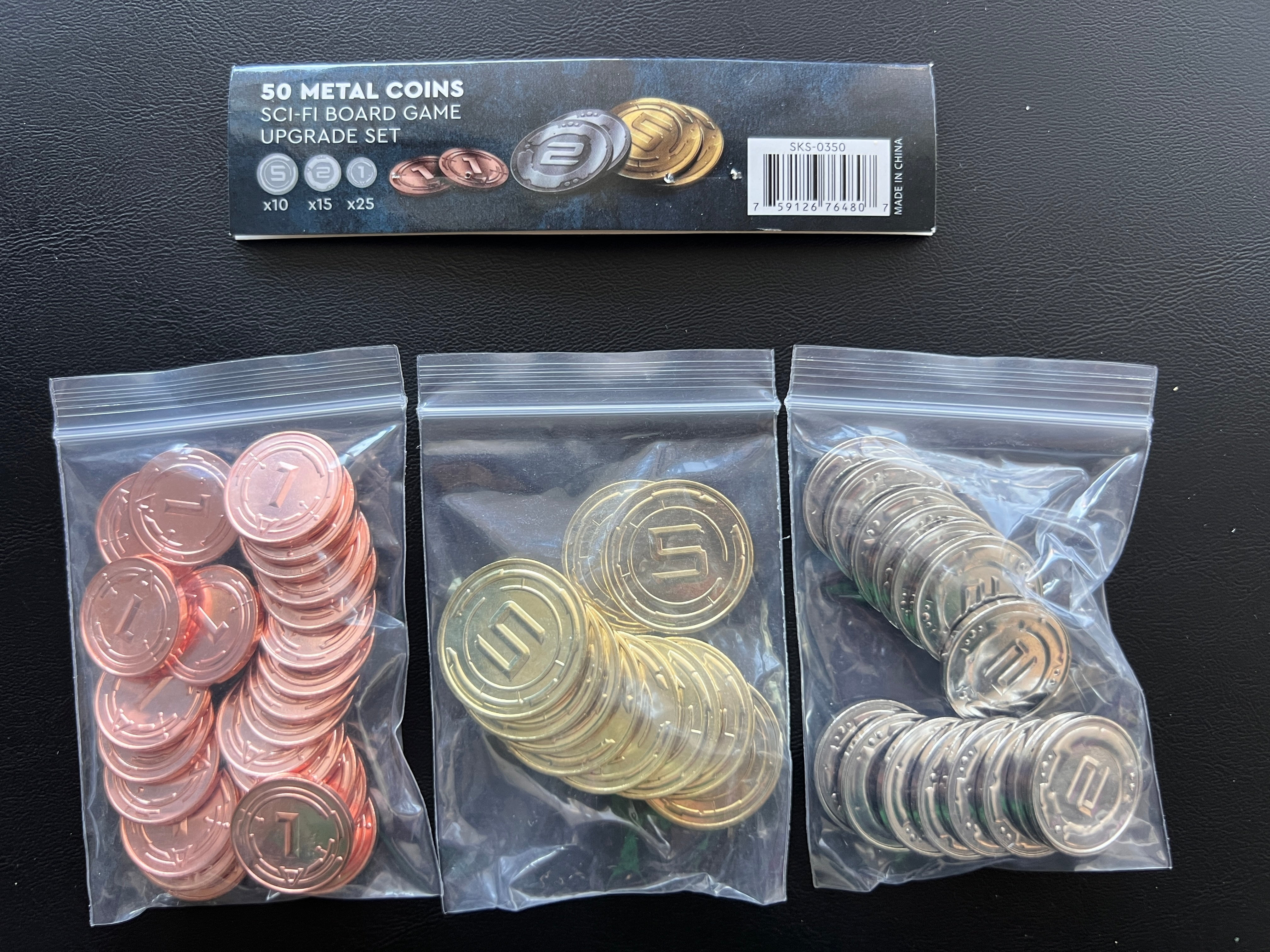 Sleeve Kings Metal Coin Board Game Upgrade Set (Sci-Fi Theme, 50 Pieces) beajs