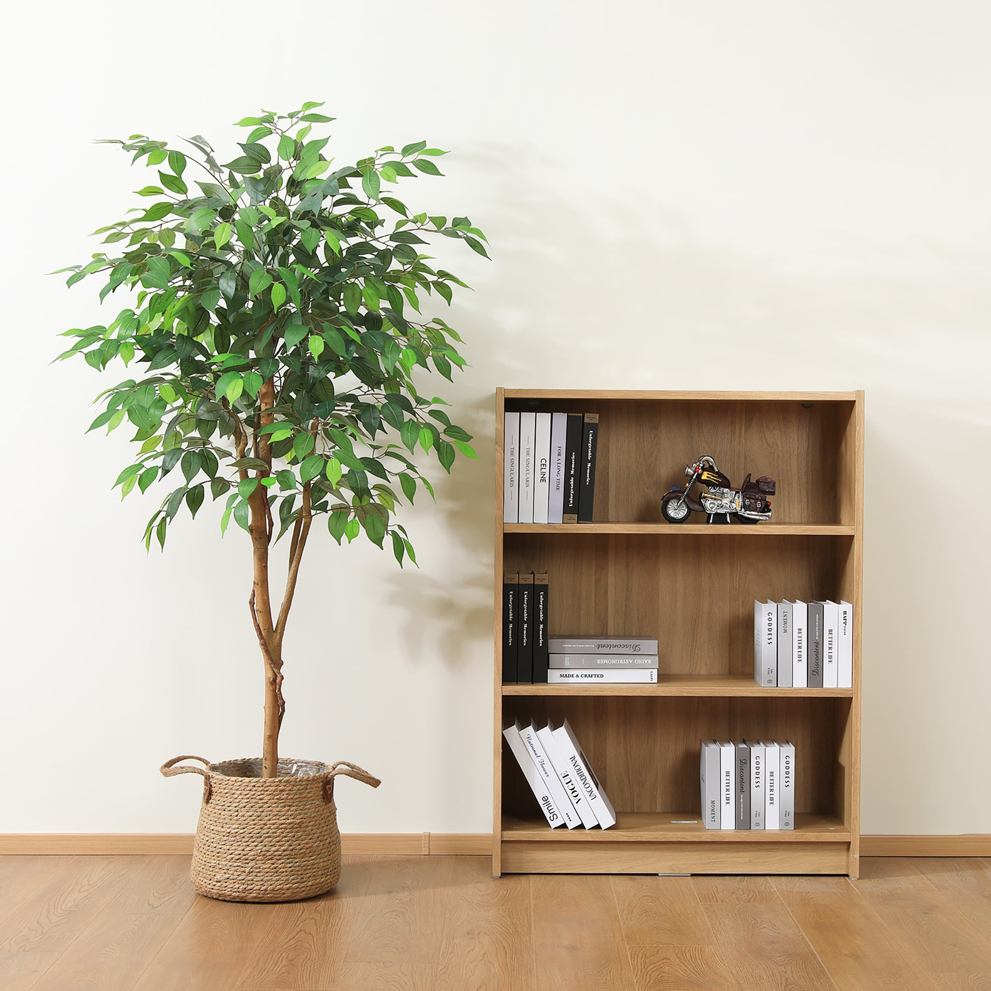 DR.Planzen Artificial Ficus Tree, Lifelike Indoor Floor Plant with Natural Wood Trunk (Green, 60 in) jofpa