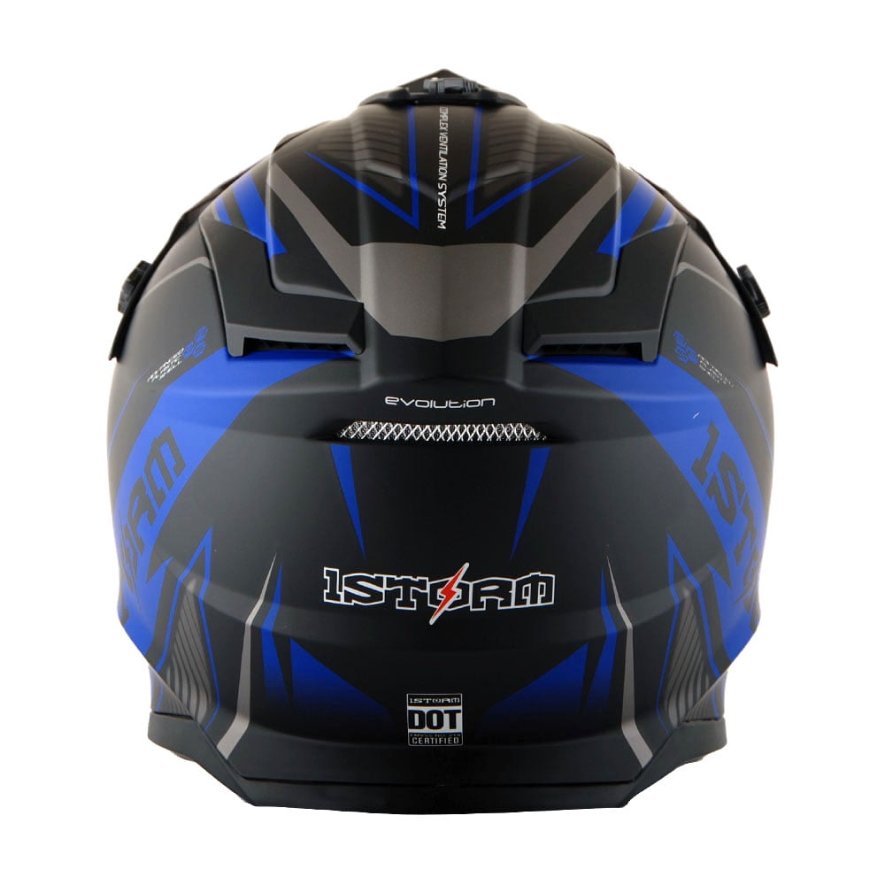 1Storm Adult Motocross Helmet for ATV BMX Dirt Bike Racing (Storm Blue, Large) m65dr