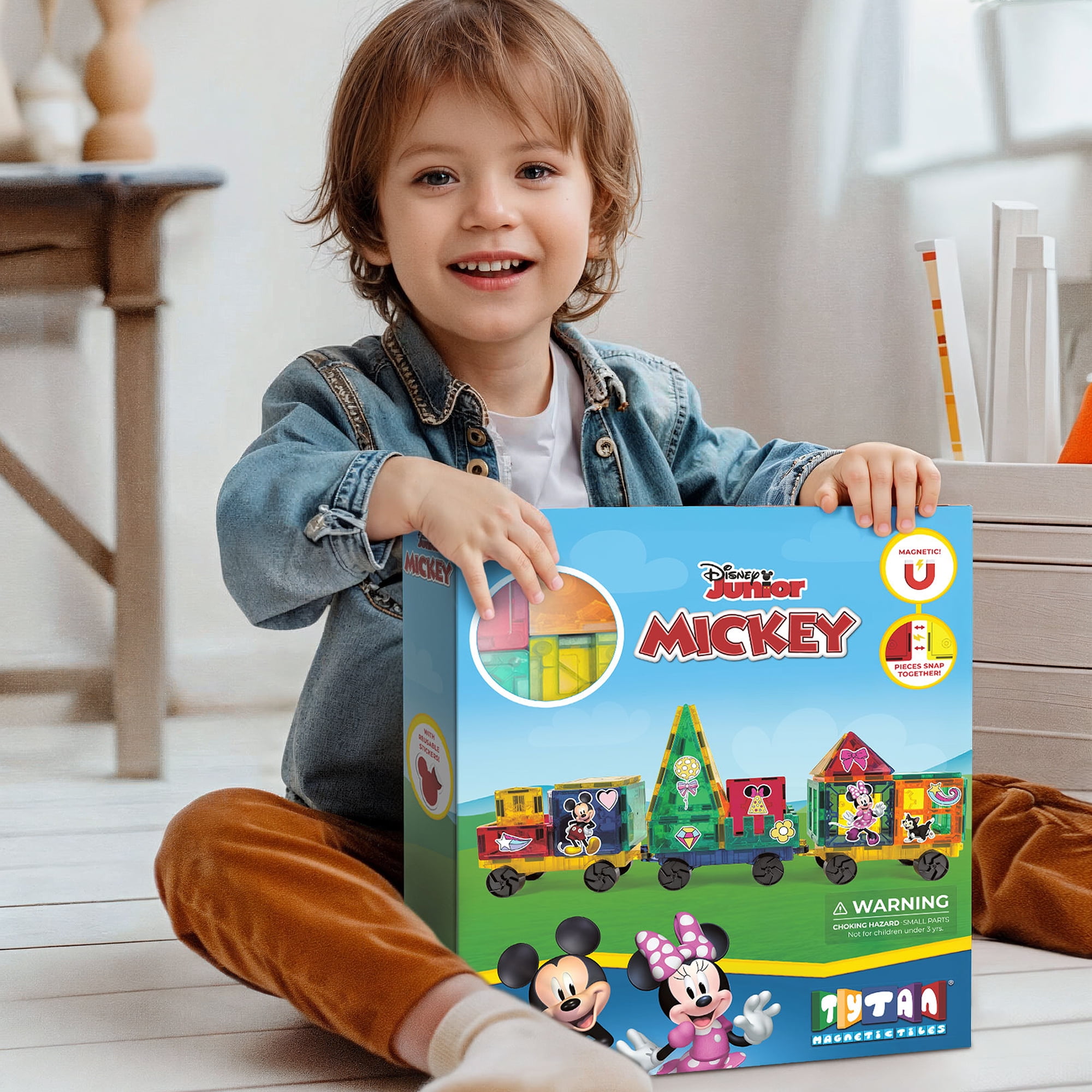 Tytan Disney Junior Mickey Mouse Magnetic Tile Building Set (41-Piece STEAM Learning Toy) xa3cs