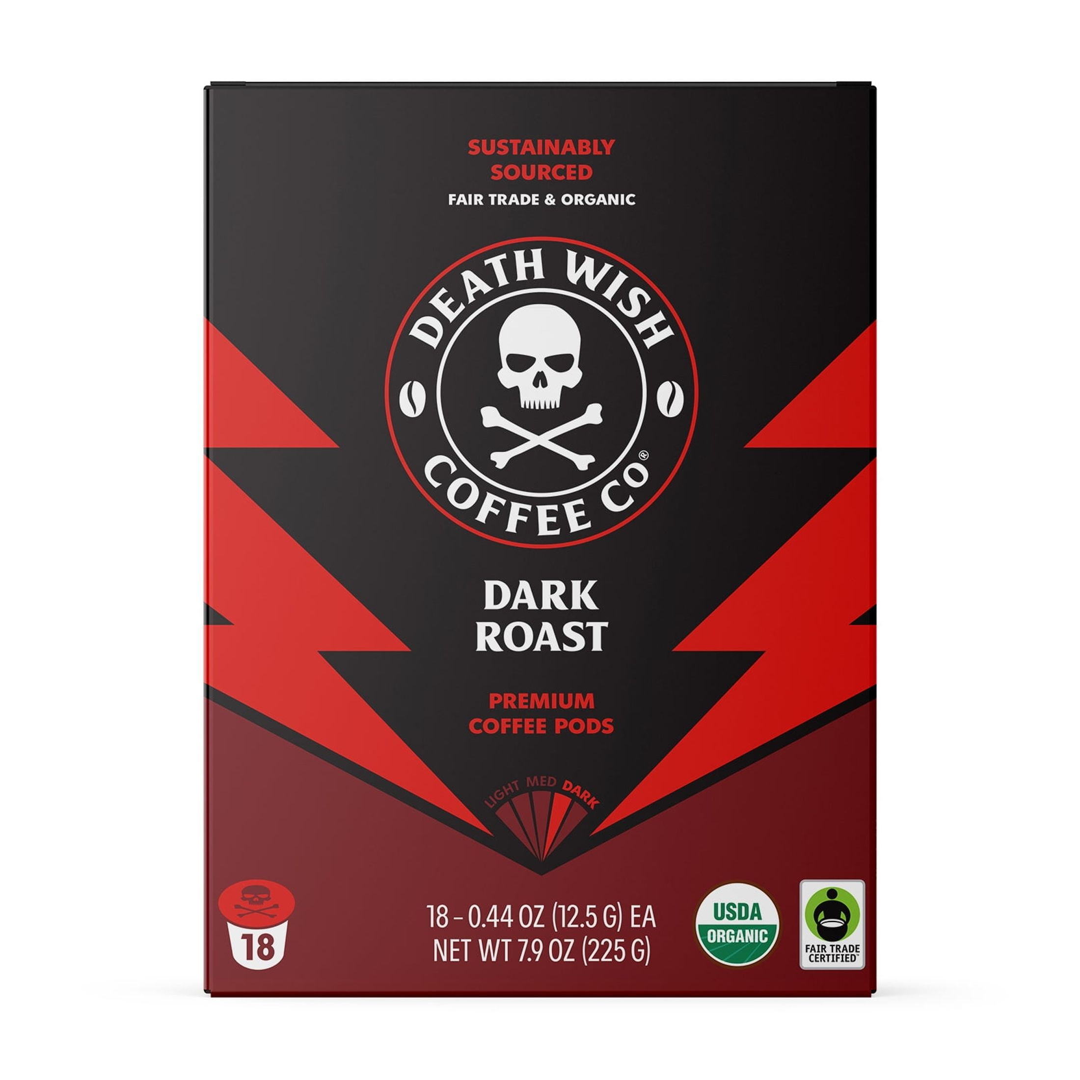 Death Wish Coffee Organic Dark Roast Single-Serve Coffee Pods (4 Pack, 72 Count) 988mn