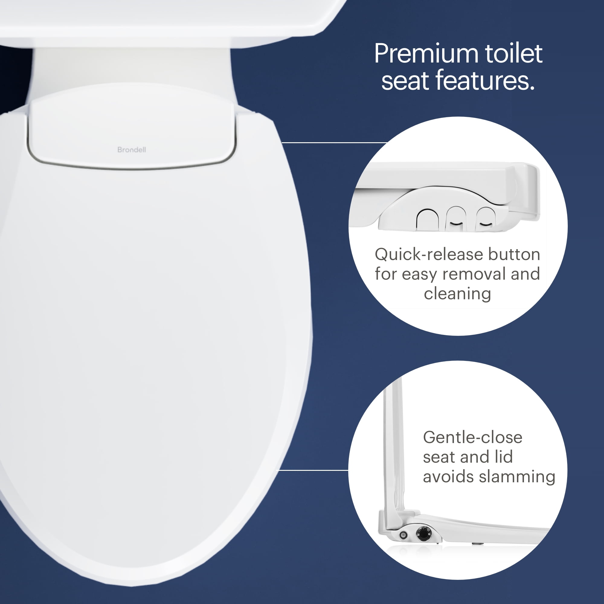 Brondell Ecoseat 101 Non-Electric Bidet Toilet Seat, Dual Nozzle System, Ambient Water Temperature, Fits Elongated Toilets (White, 20.03 in x 14.39 in x 2.55 in) agueb