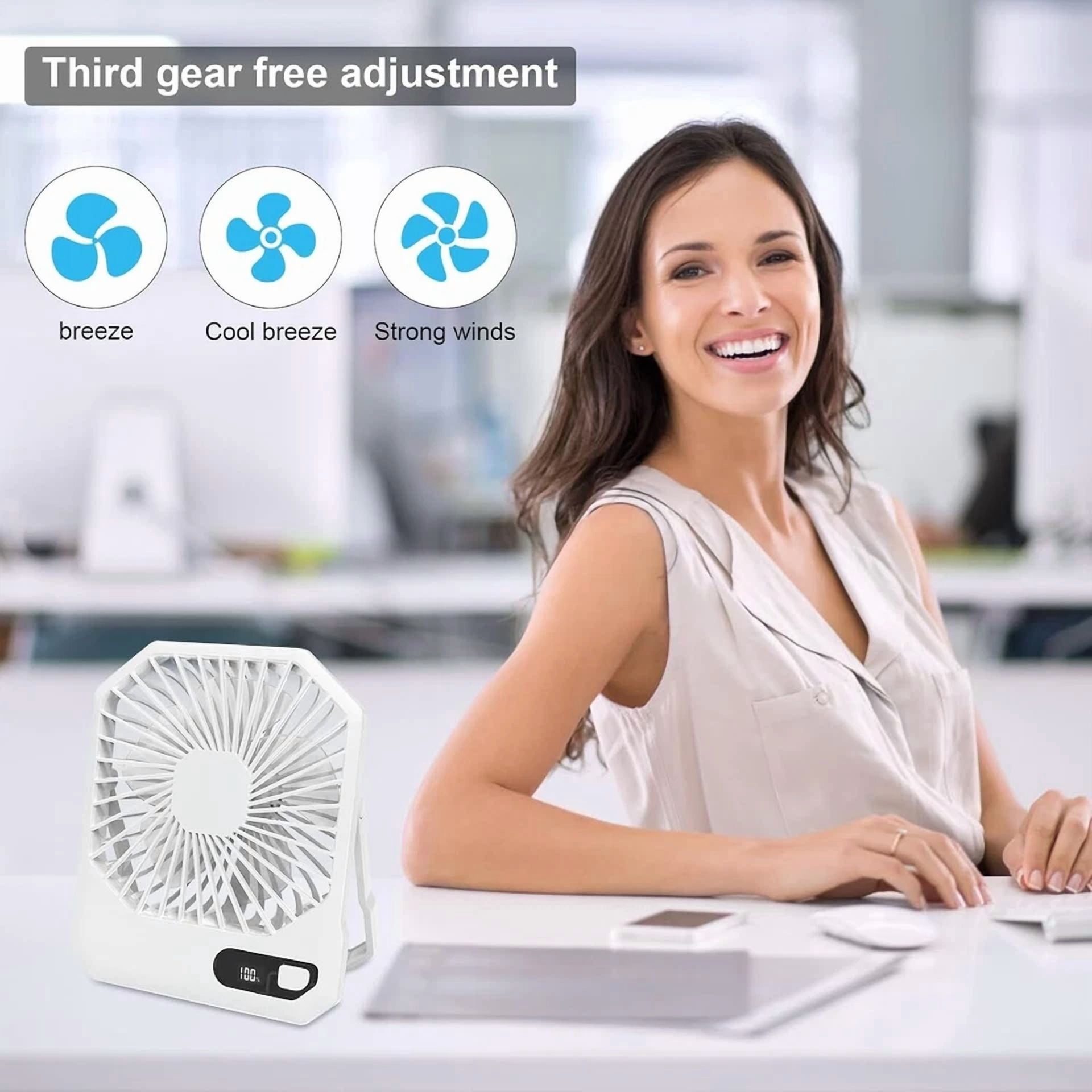 Rhea Portable Desk Fan, Ultra Quiet Rechargeable Cooling Fan with 3 Speed Settings (2600mAh, 1 Unit) yk8hc