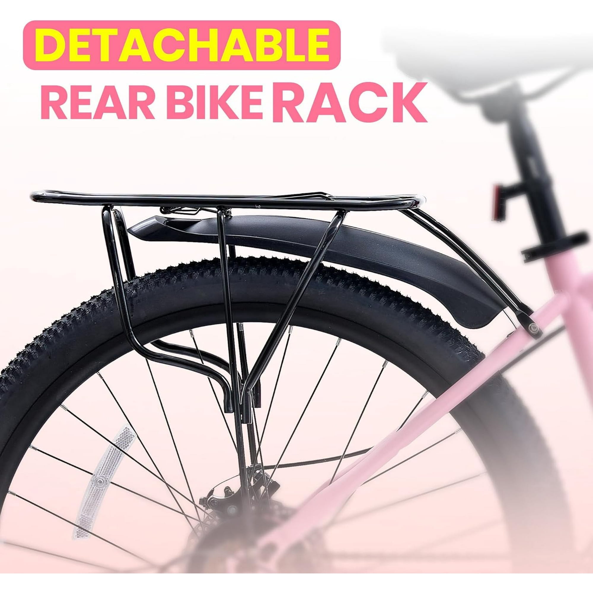 NEORIVERE Women's Mountain Bike, 21-Speed Trail Bicycle with Suspension Fork and Dual Disc Brakes (Pink, 24 in) 73nl5