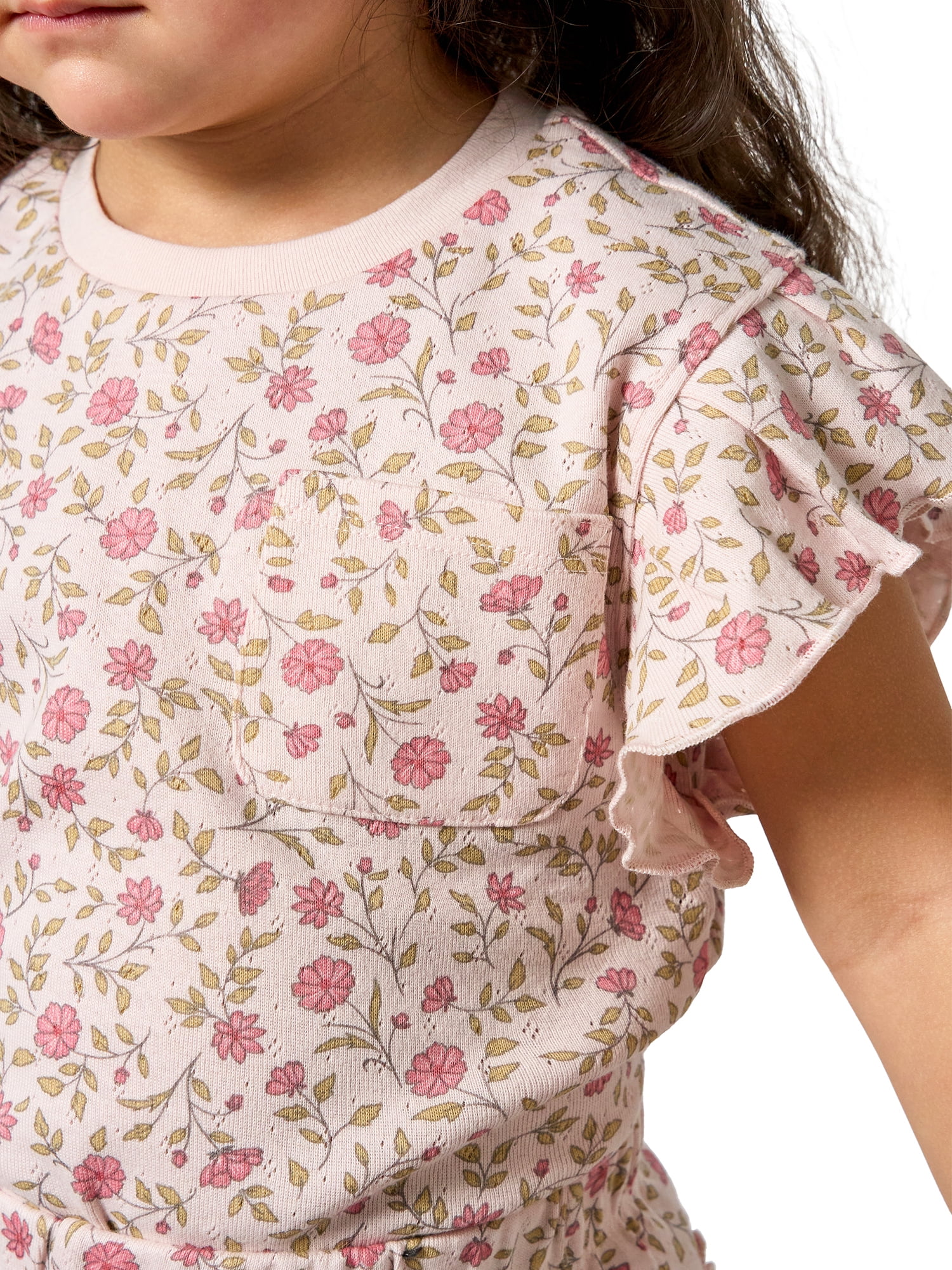 Modern Moments by Gerber Baby and Toddler Girl Organic Cotton Pleated Ruffle Sleeve Top (White, 5T) d7lk3
