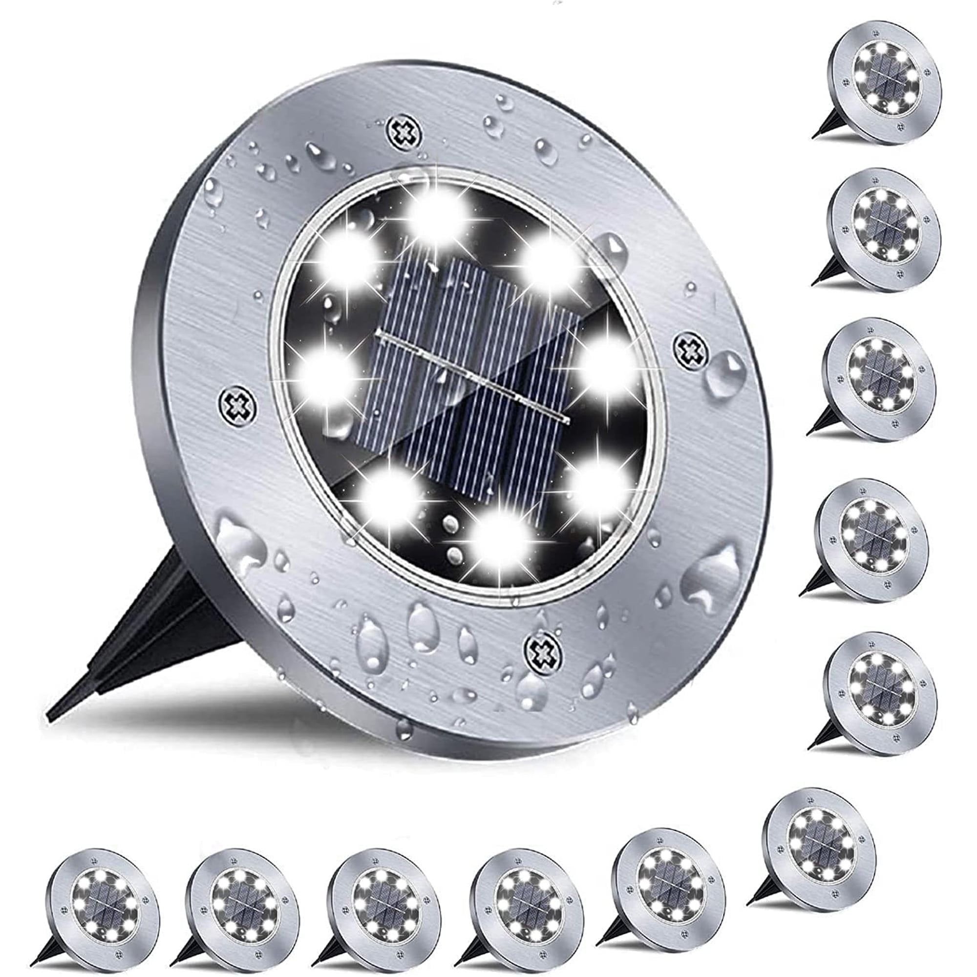IJIL Solar Powered LED In-Ground Lights, Waterproof Outdoor Landscape Lighting for Garden Pathway and Patio (Black, 12 Pack) lzqit