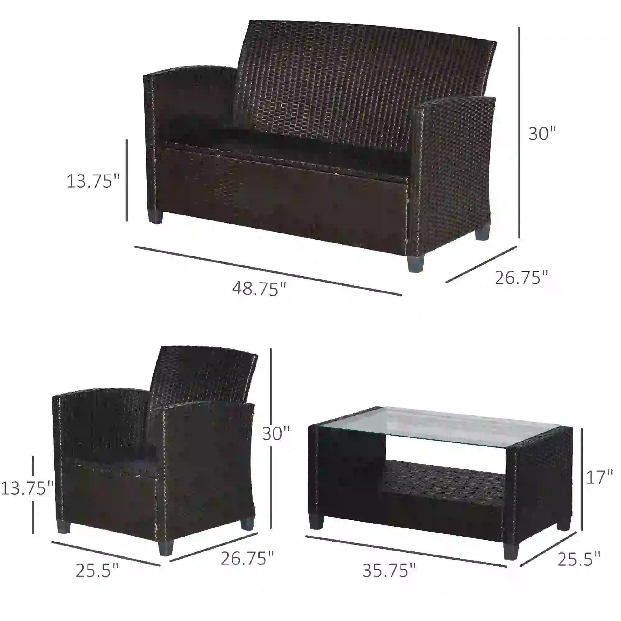 Resenkos 4-Piece Patio Furniture Set, Outdoor Sectional Sofa with Cushions (Blue, 4-Piece) rqcy2