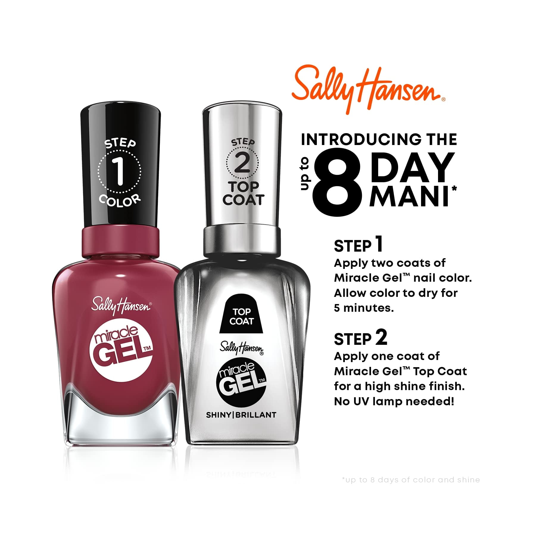 Sally Hansen Miracle Gel Nail Polish, Chip-Resistant Long-Lasting Formula (Blue, 0.5 fl oz) xq69f