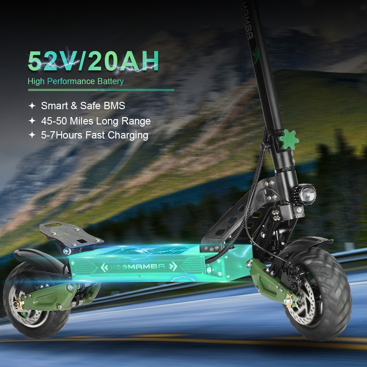 Goobee ZU06 Electric Scooter 1200W Motor 35 MPH High-Speed Commuter (10 in Tires, 50 Miles Range) hwm8j