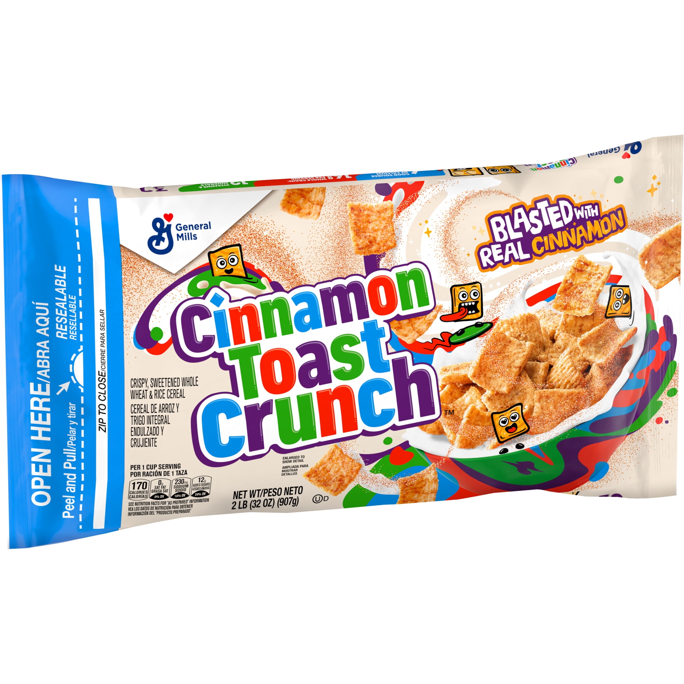 Cinnamon Toast Crunch Breakfast Cereal, Crispy Whole Grain Cinnamon Sugar Squares (32 oz) z0gkb