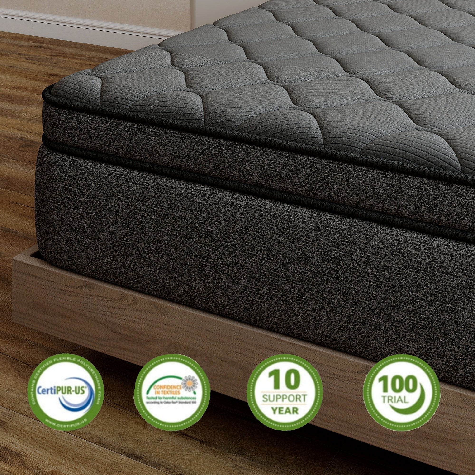OPV 14-inch Hybrid Twin Mattress, Memory Foam & Pocket Spring Euro Top, Medium Firm Comfort (Gray, Twin) eas8u