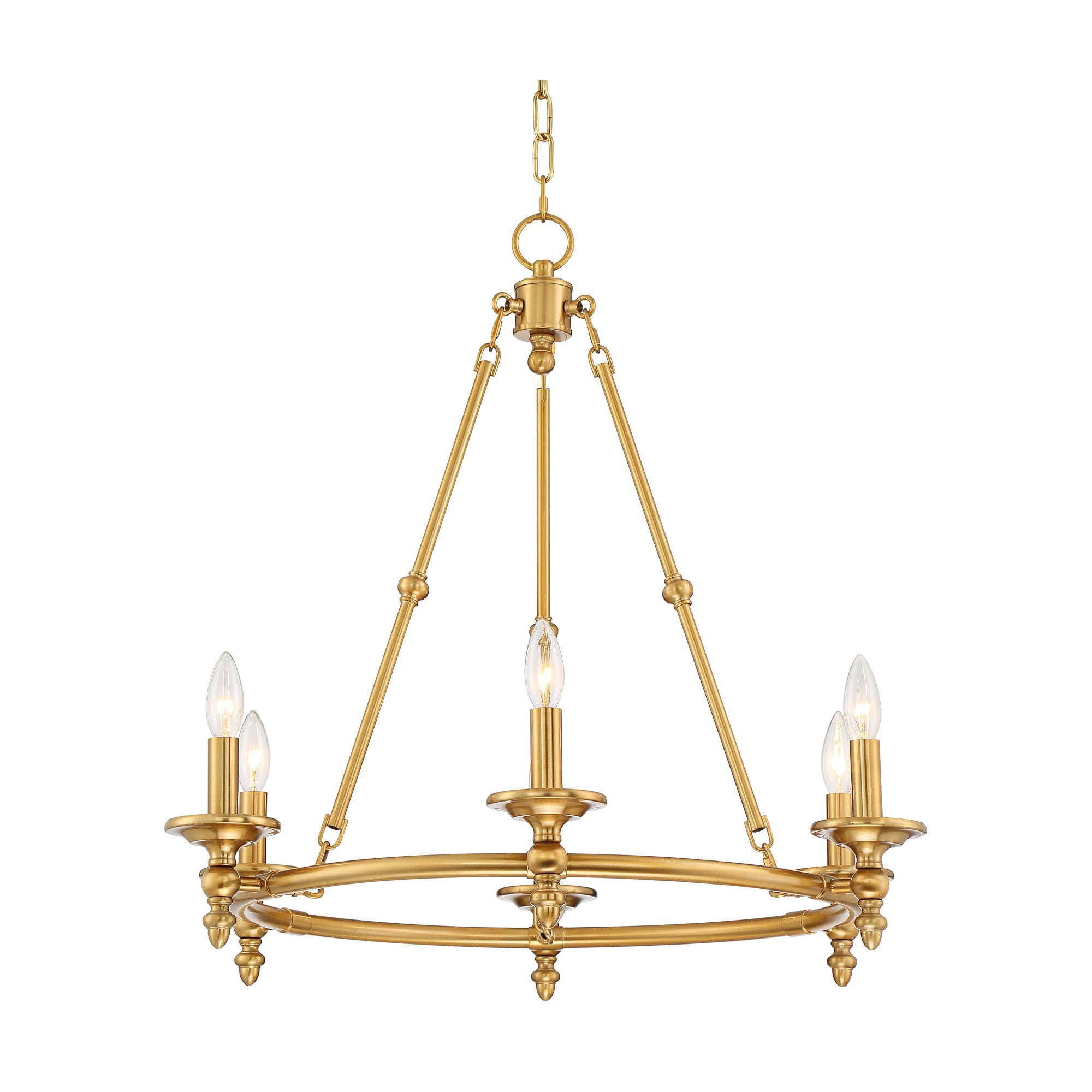 Stiffel Wagon Wheel Chandelier 6-Light Farmhouse Rustic Lighting Fixture (Antique Brass, 28 in) nju8b