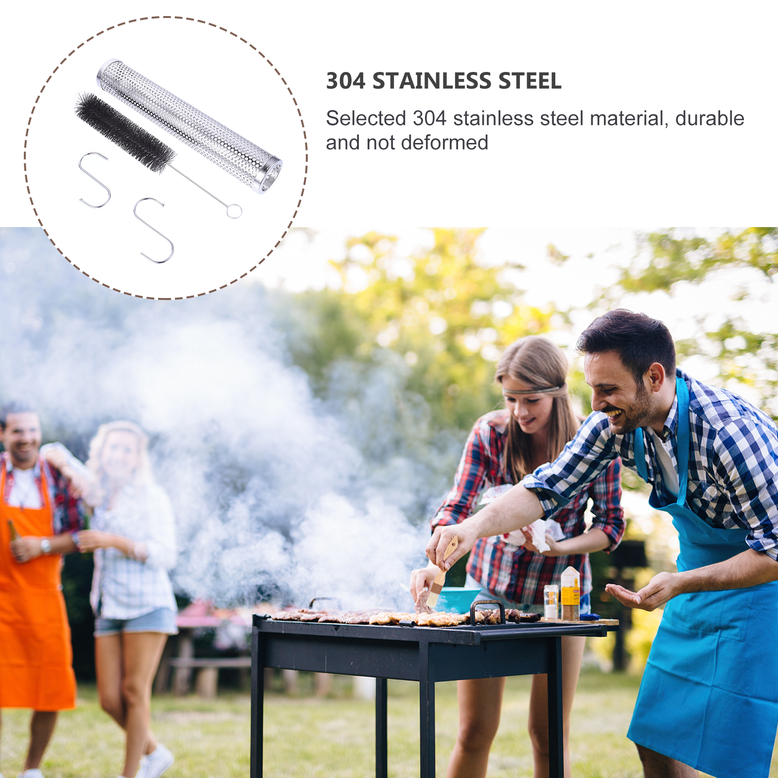 Generic Barbecue Smoker Stainless Steel Grill Accessory (Silver, 12 in) womhd