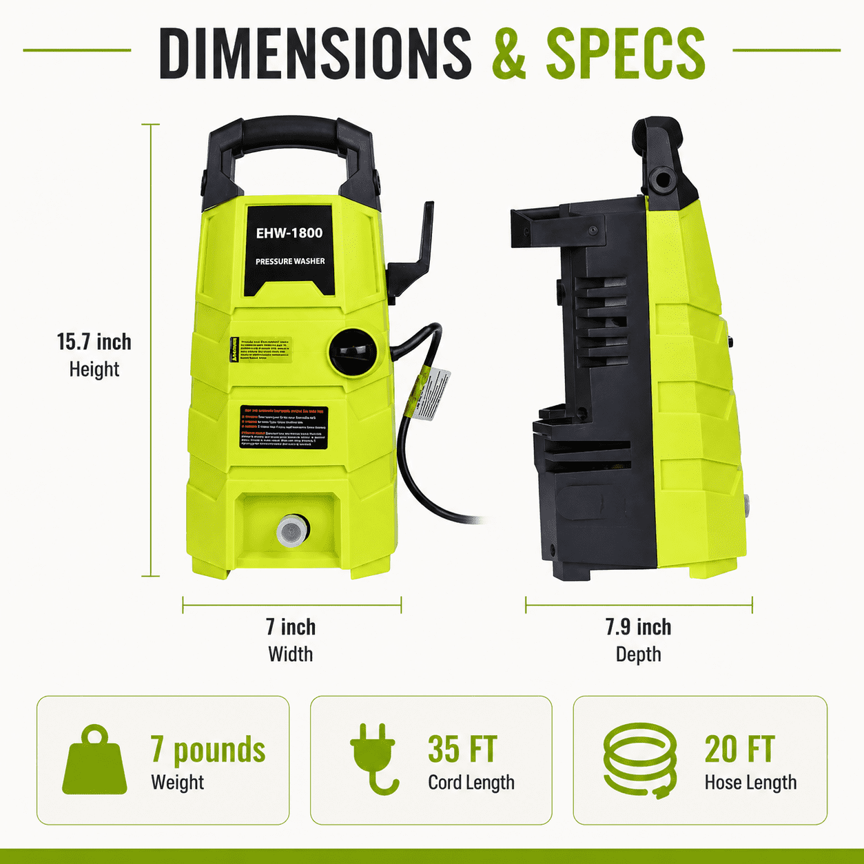 KBOROVER Electric Pressure Washer 1800 PSI 1.6 GPM, Portable Power Washer with 20 ft Hose and Foam Cannon (1800 PSI) gx8ux