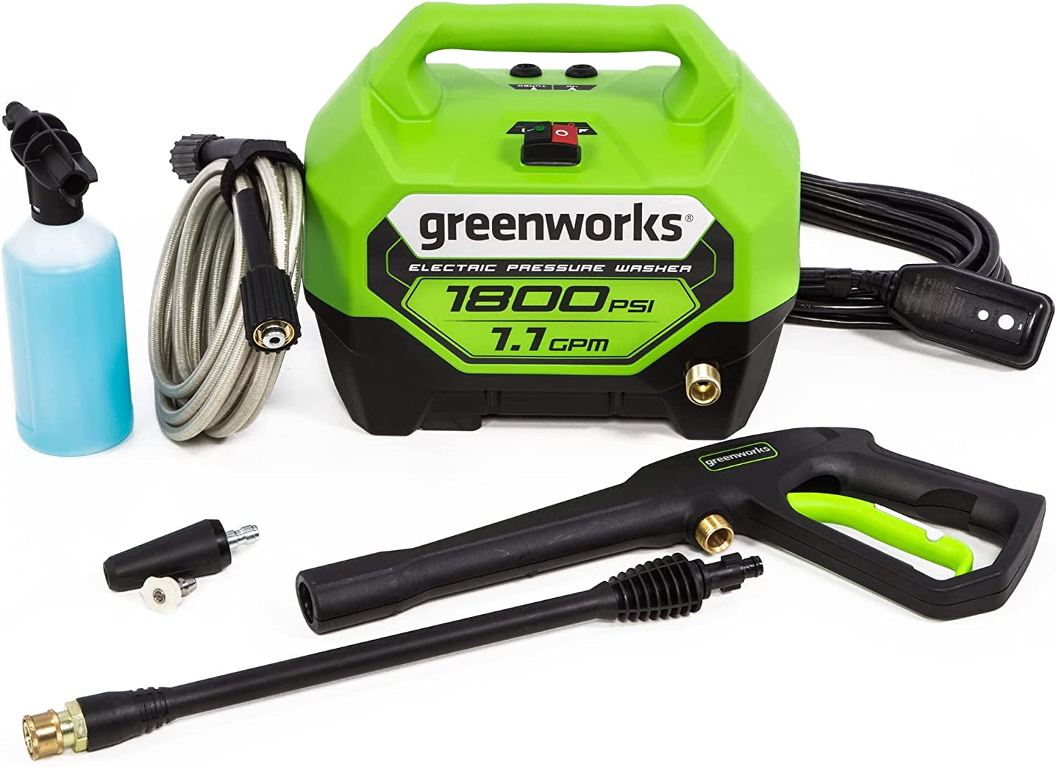 Greenworks 1800 PSI Electric Pressure Washer with Turbo Nozzle (1.1 GPM) xden7