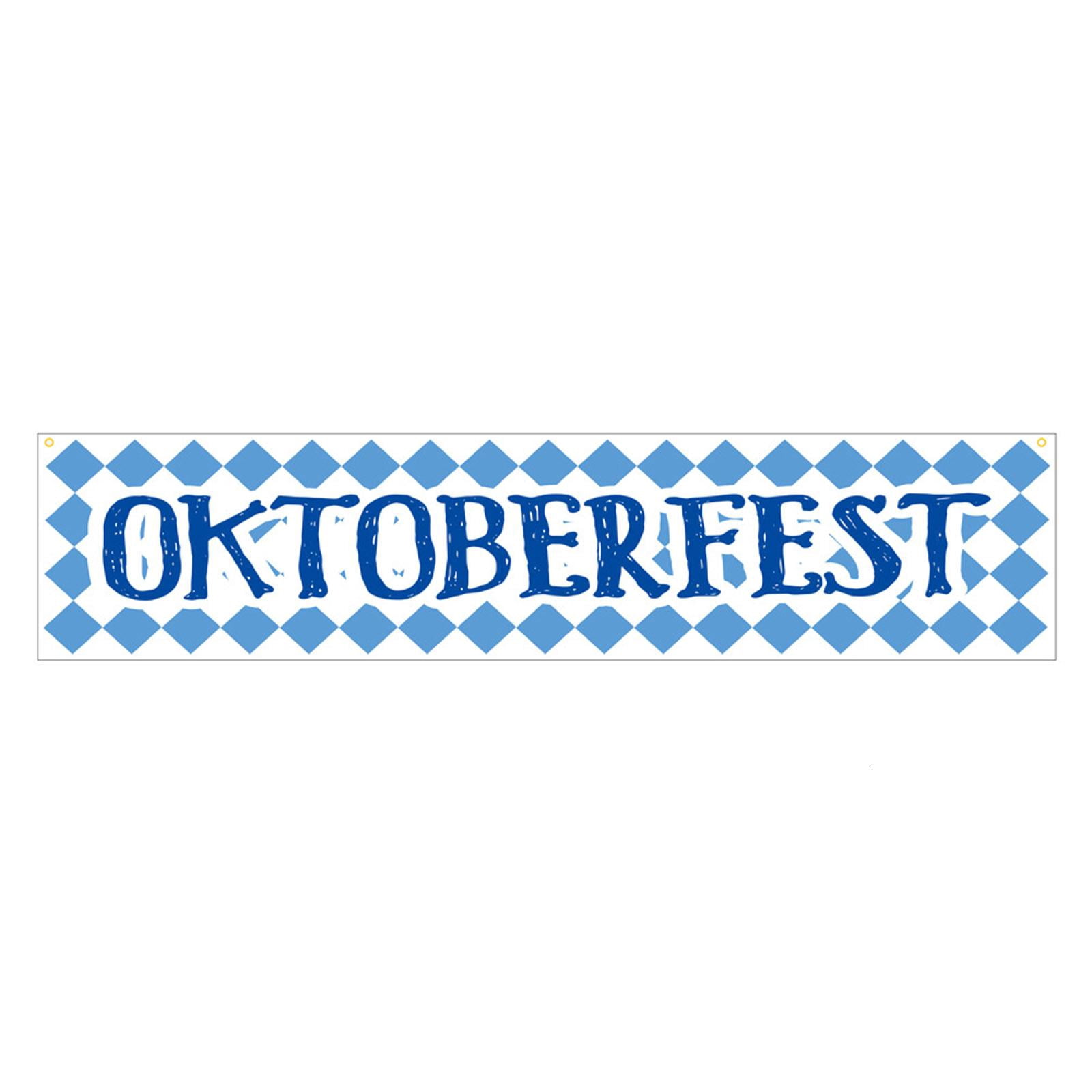 TIZUQE Oktoberfest Hanging Banner Flag (Blue and White Plaid, 1 Pack) rde1p