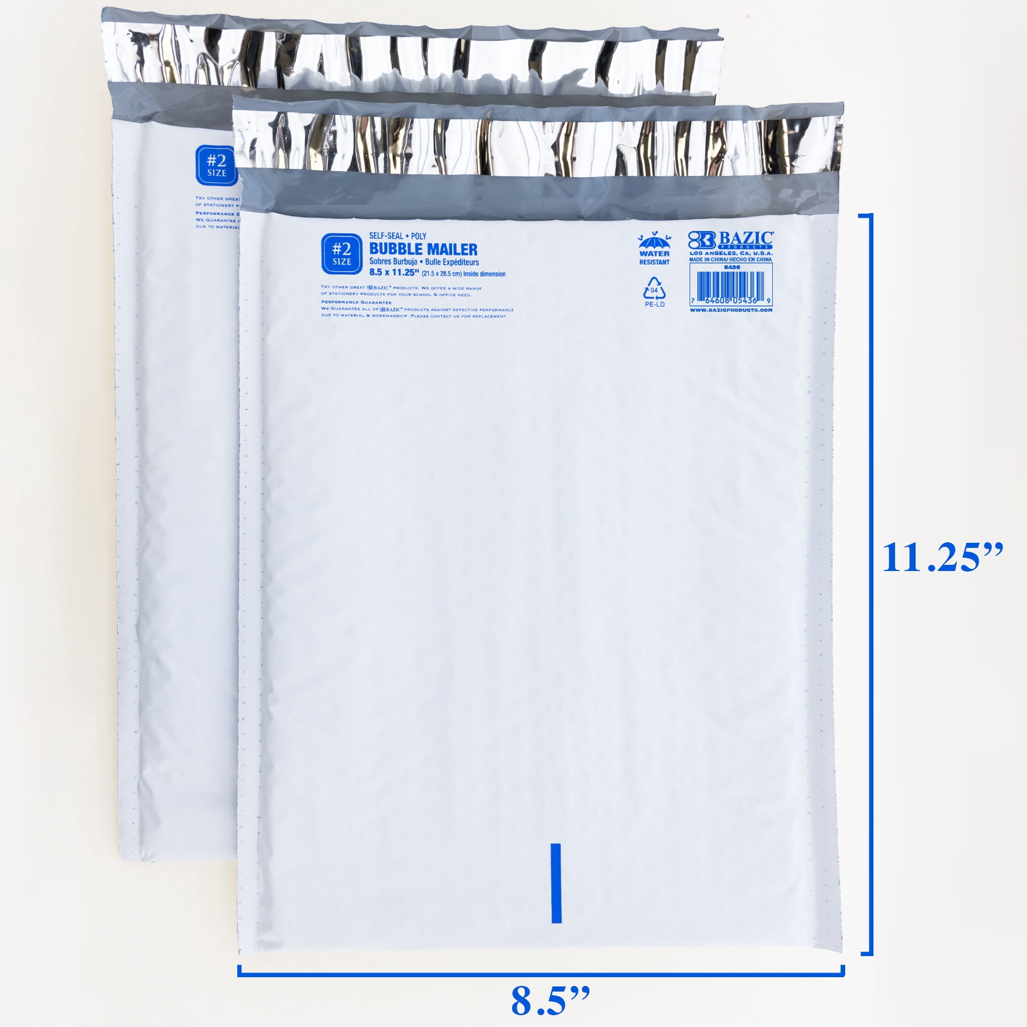 BAZIC Poly Bubble Mailers Padded Shipping Envelopes (White, 8.5 in x 11.25 in, 25-Count) 8bt15