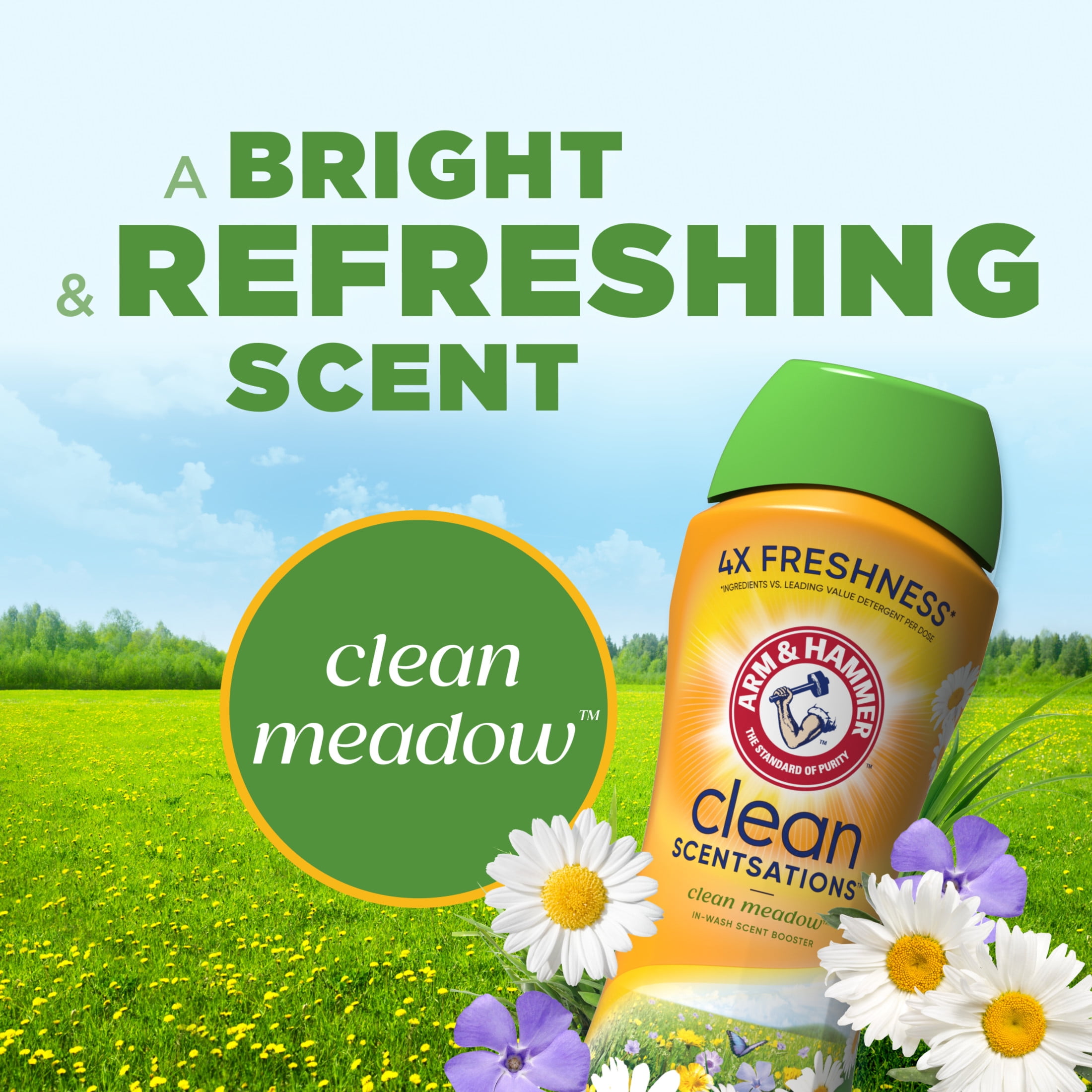 ARM & HAMMER Clean Scentsations In-Wash Laundry Scent Booster, Long-Lasting Clean Meadow Fragrance (24 oz) g105p