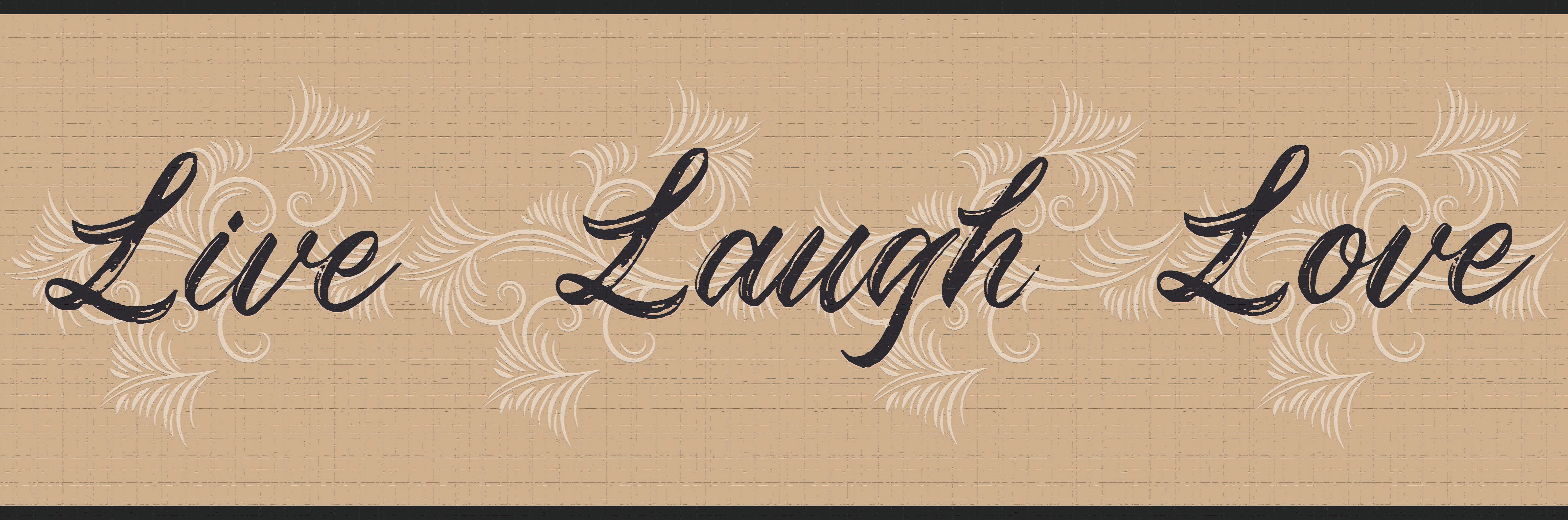 Dundee Deco Peel and Stick Wallpaper Border, Retro Live Love Laugh Design (Black and Off-White, 15 ft x 7 in) az8xb