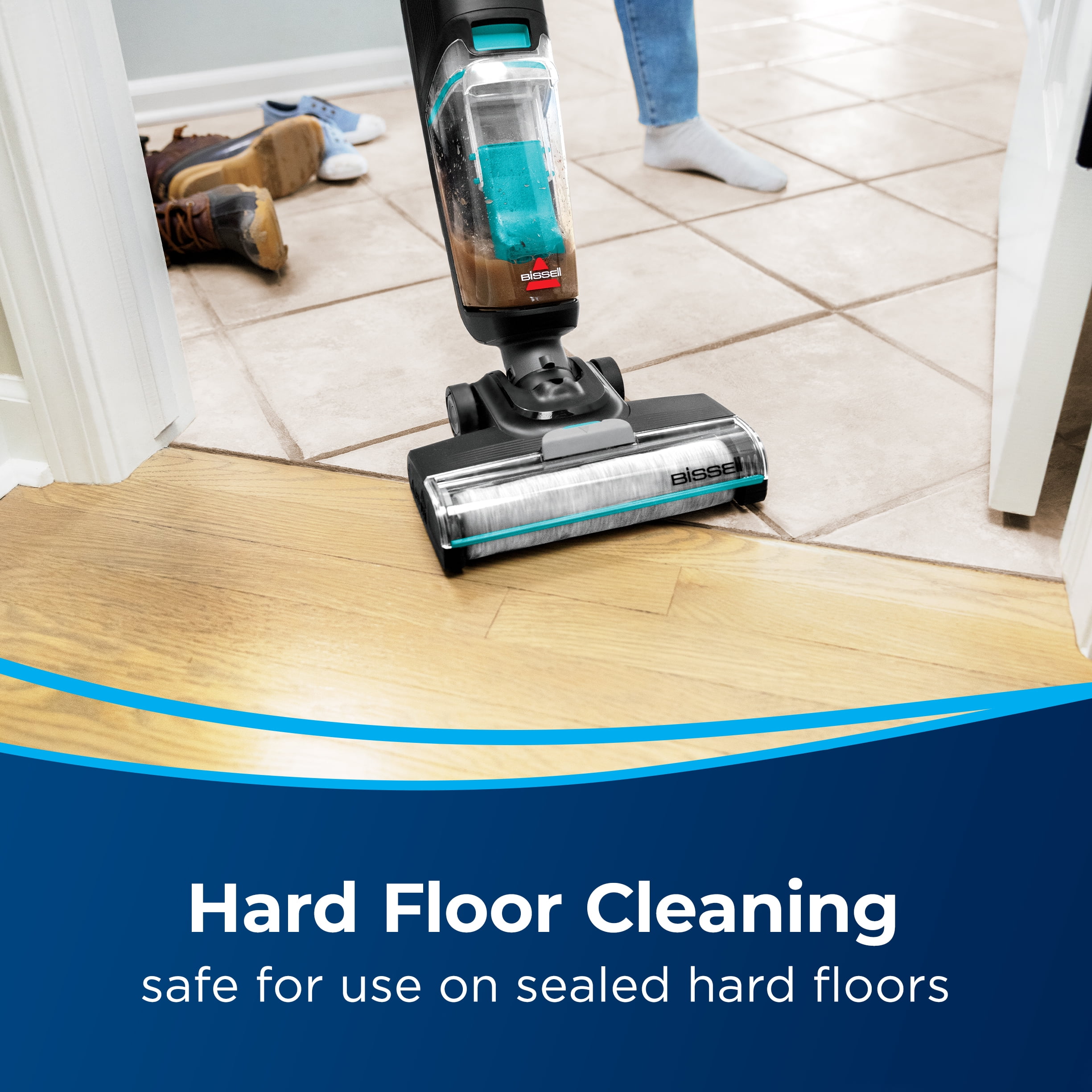 BISSELL CrossWave Hard Floor Expert Wet Dry Vacuum and Mop for Sealed Wood, Tile, and Laminate (Titanium, 1 Unit) xz9yq