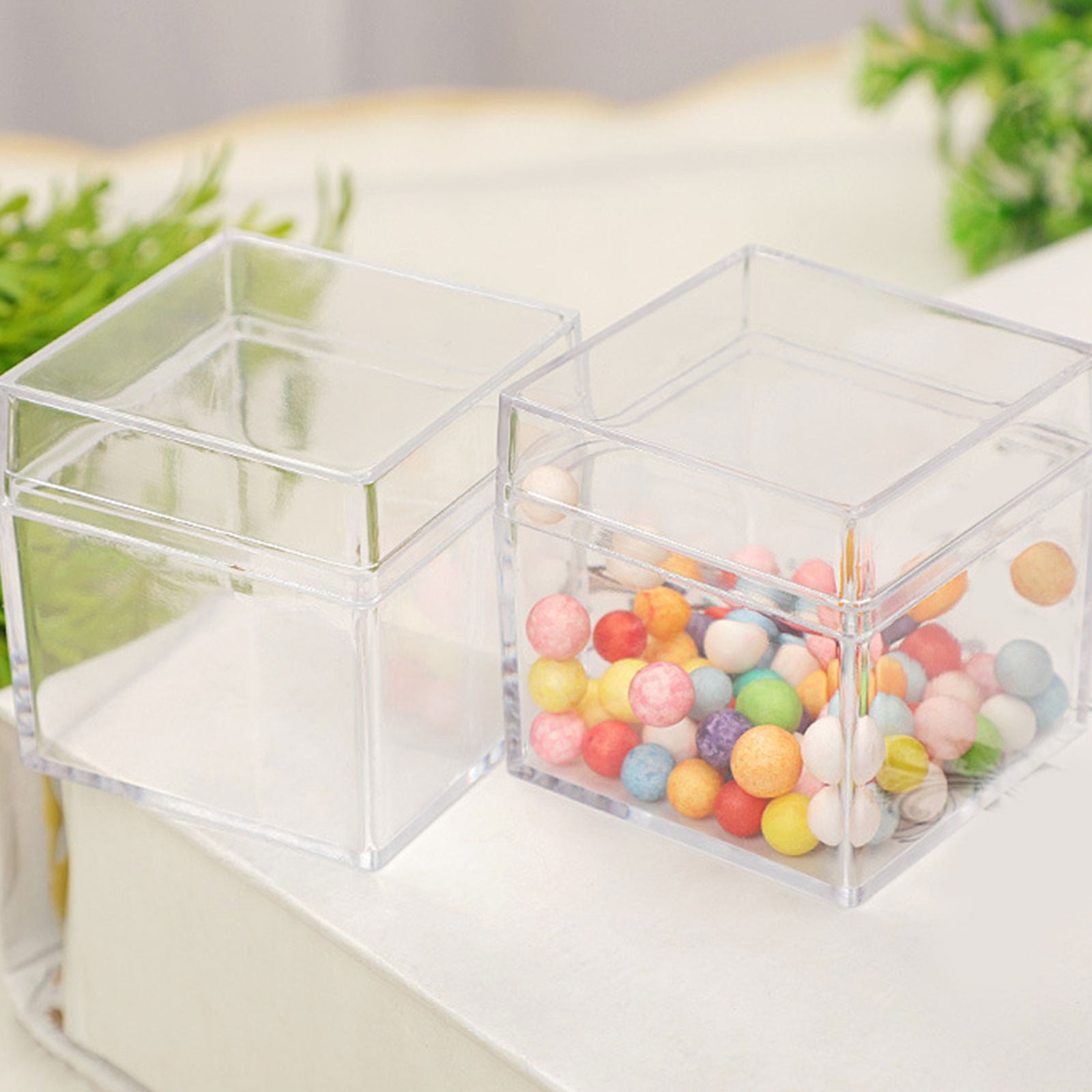 JingChun Transparent Square Storage Box with Lid for Jewelry and Candy (Clear, 12 Pack) naart