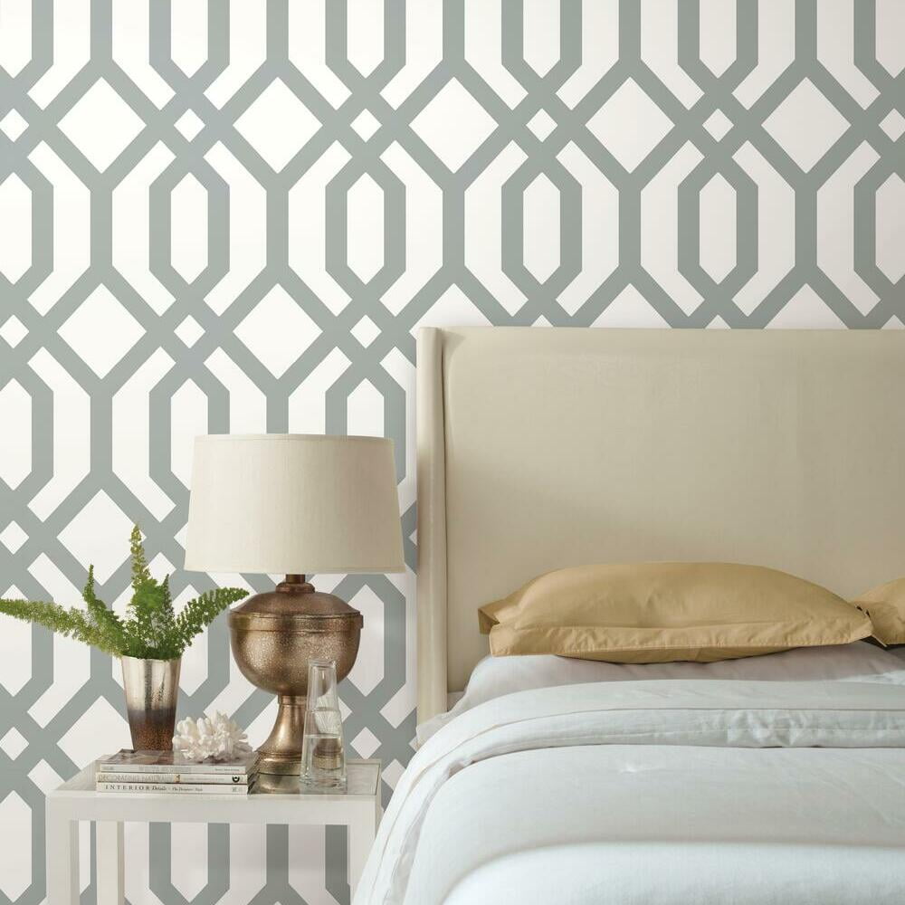 RoomMates Gazebo Lattice Peel and Stick Wallpaper (Blue, 20.5 in x 16.5 ft) 9reau