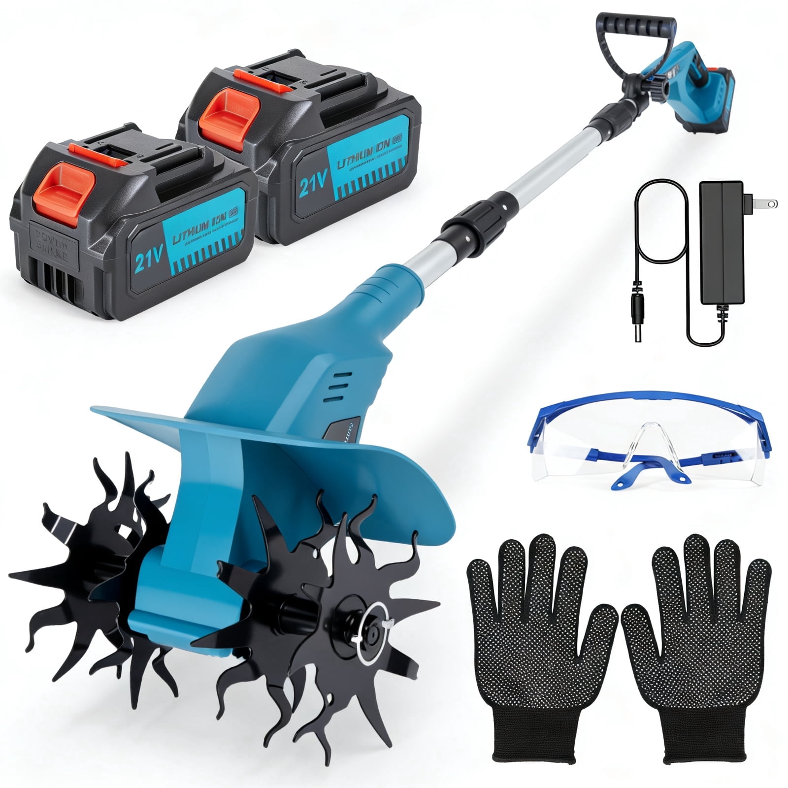 LZNIOZ Cordless Electric Garden Tiller Cultivator with Dual 4.0Ah Batteries (7.9 in Width, 5.9 in Depth) ftixh