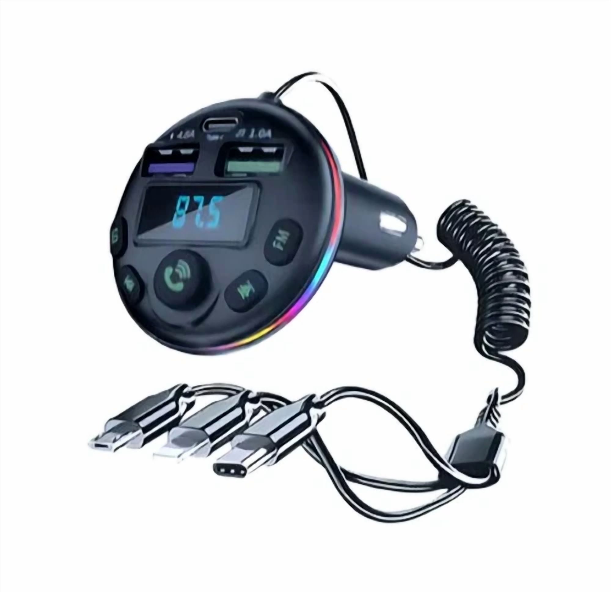 Rhea Car Bluetooth FM Transmitter with Dual USB Ports and Type-C PD Fast Charger (Universal) w0o6m