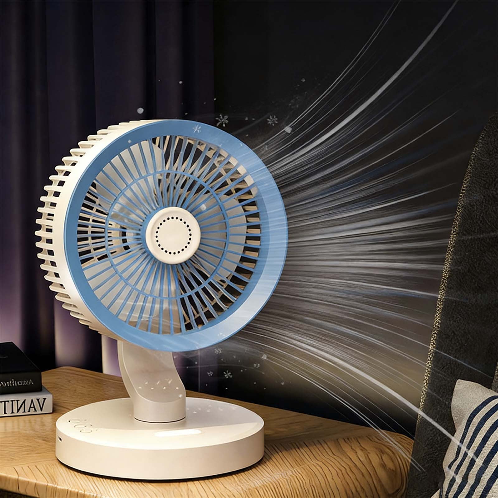 Specollect Oscillating Desk Fan with Remote Control, Quiet Brushless Motor, Night Light and Aromatherapy (Beige, 1 Pack) zrd3v