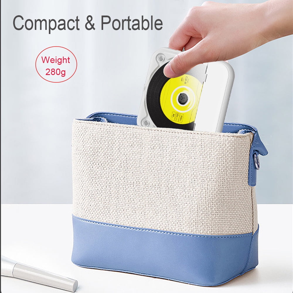MEGICOT Portable Bluetooth CD Player with Rechargeable Battery and LED Display (Black, 5.23 in x 5.23 in x 0.98 in) v5azt