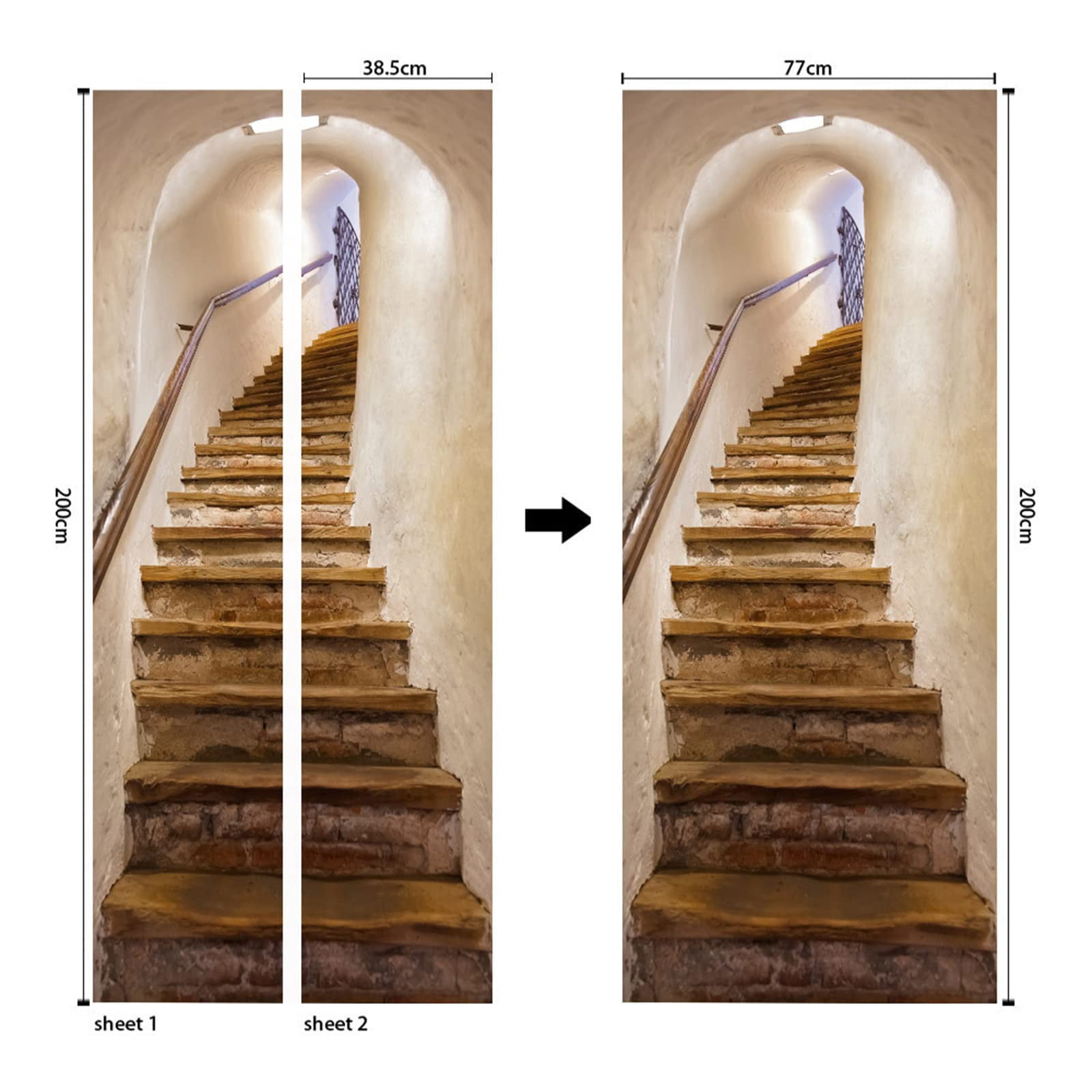 MUYIER 3D Drawbridge Door Mural Peel and Stick Removable Wallpaper Decal (30.3 in x 78.7 in) sncb5