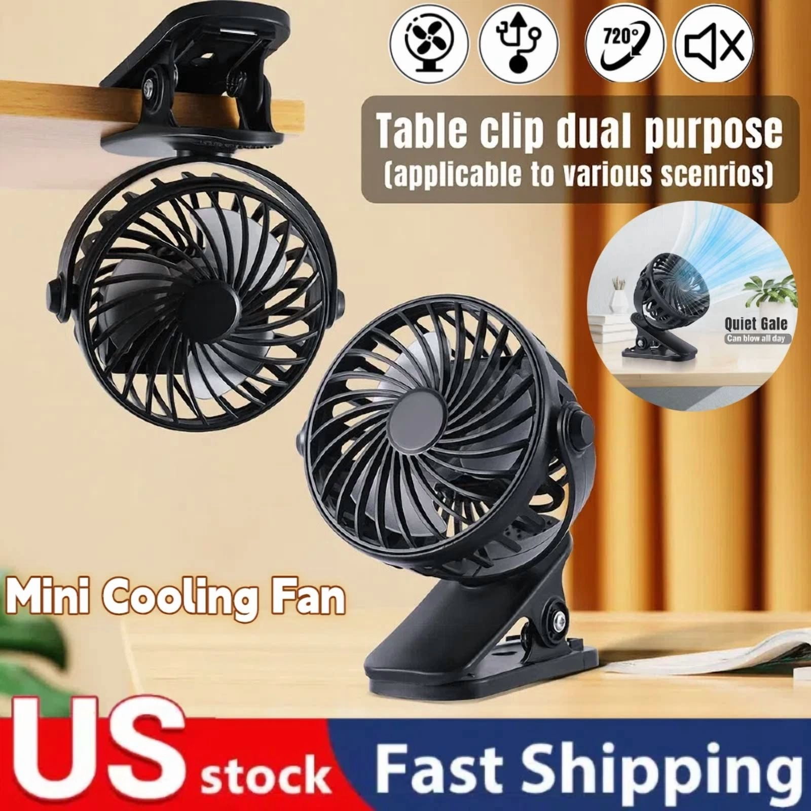 FLINT Rechargeable Mini Cooling Fan Portable USB Clip-On Desk Fan for Office Stroller Camping (Black, 6 in) 7f366