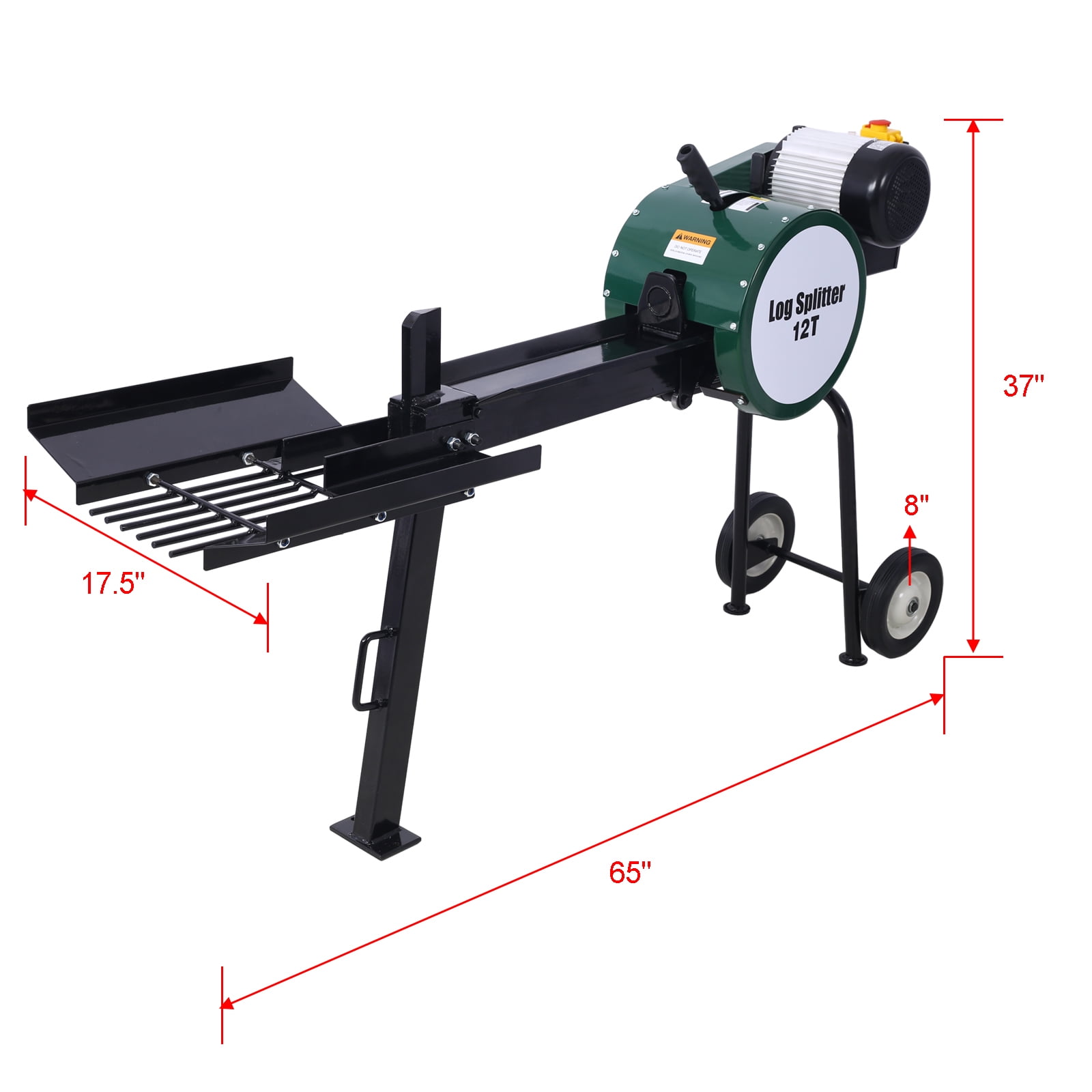 Chery Industrial Electric Log Splitter 12 Ton Horizontal Firewood Machine (Green, 18.5 in) 0c1t9