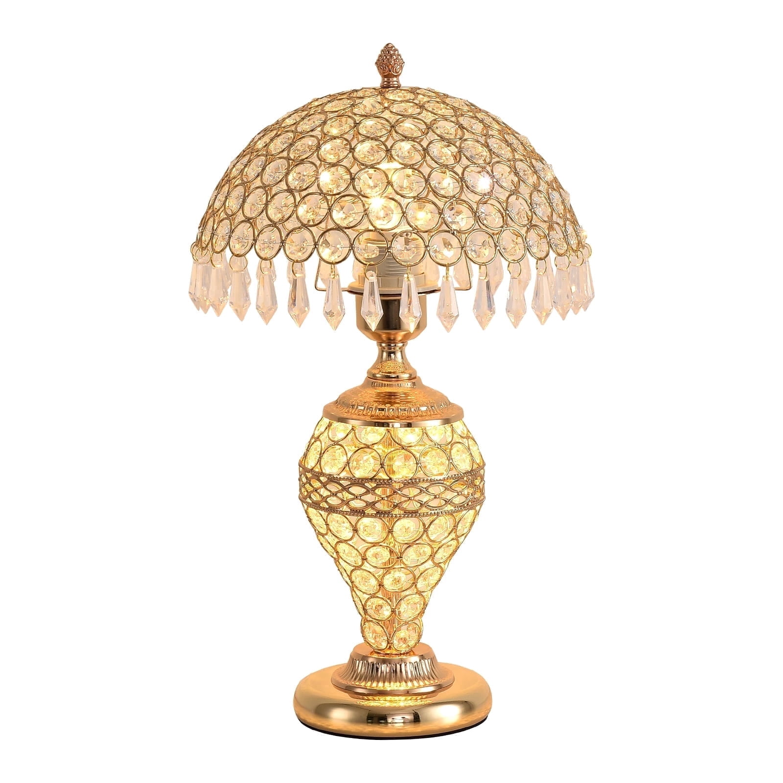 xiaojuande Crystal Table Lamp Modern LED Bedside Light with 3-Level Dimming (Silver, 9.8 in) 3v253
