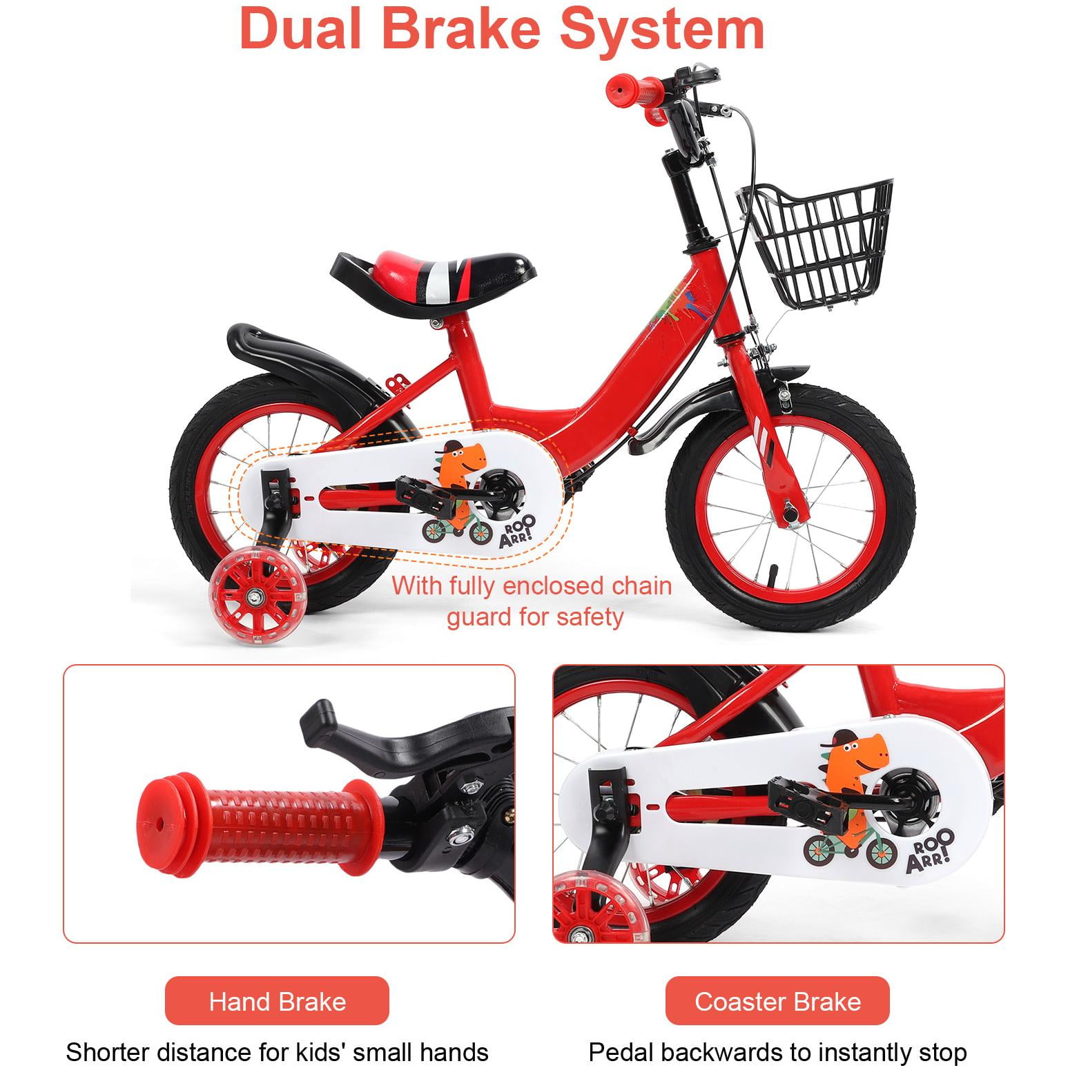 Eotvia Kids Bike with Training Wheels (Red, 12 in) hkvsa