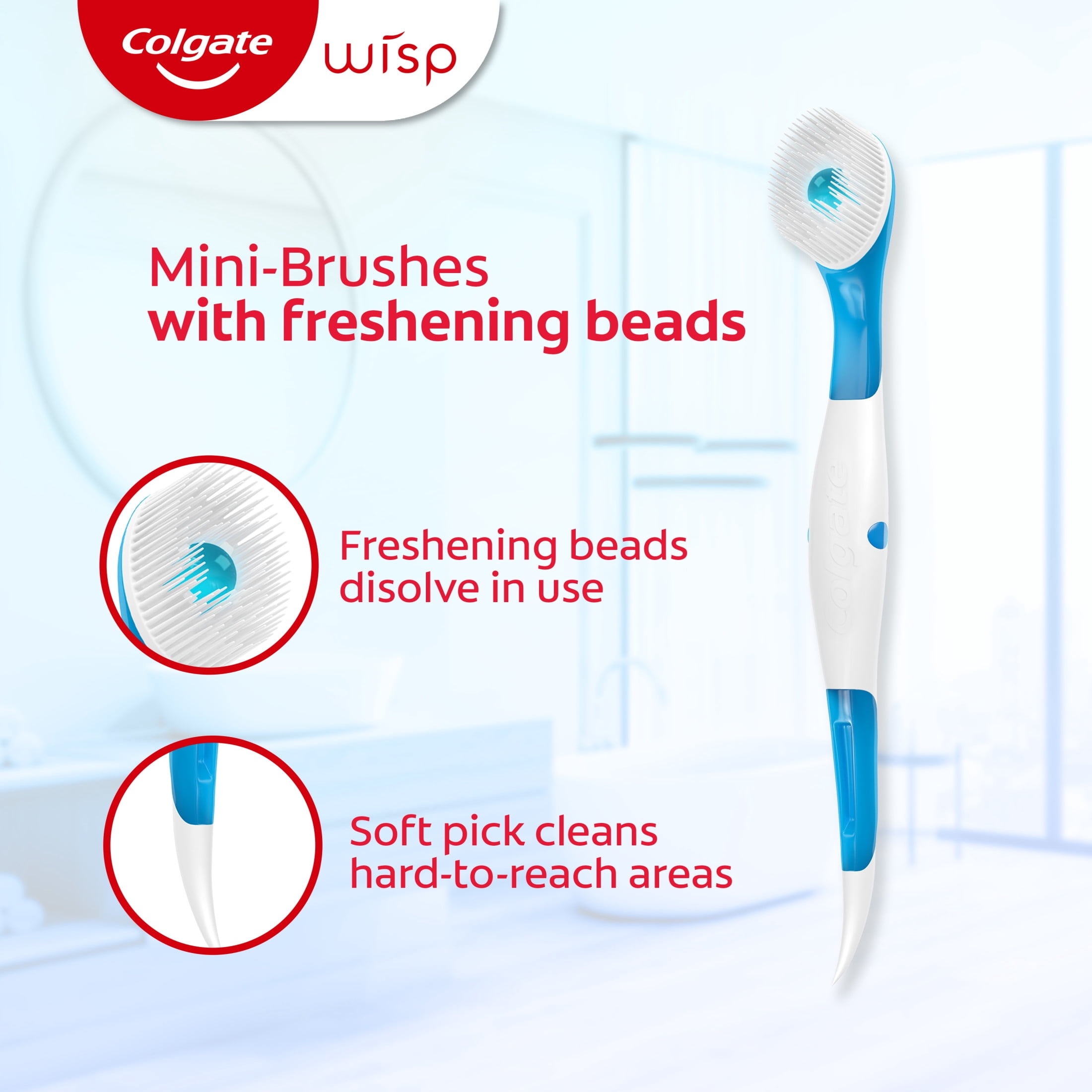 Colgate Max Fresh Wisp Disposable Travel Toothbrushes, Portable Mini Toothbrush with Peppermint Bead (24 Count) 99e02