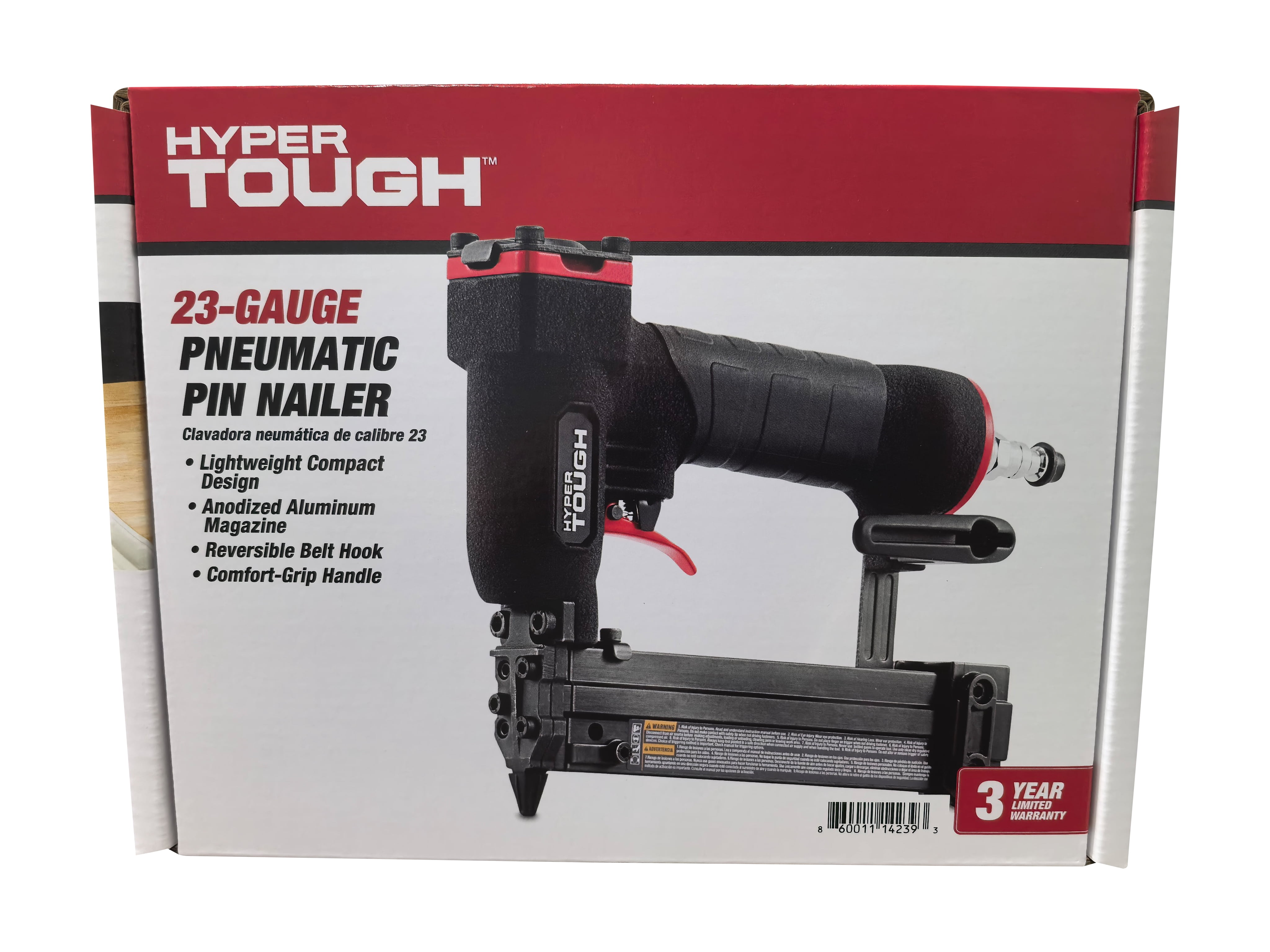 Hyper Tough 23-Gauge Pneumatic Pin Nailer, Professional Air Powered Trim Tool (Black, 1 Pack) cwzk0
