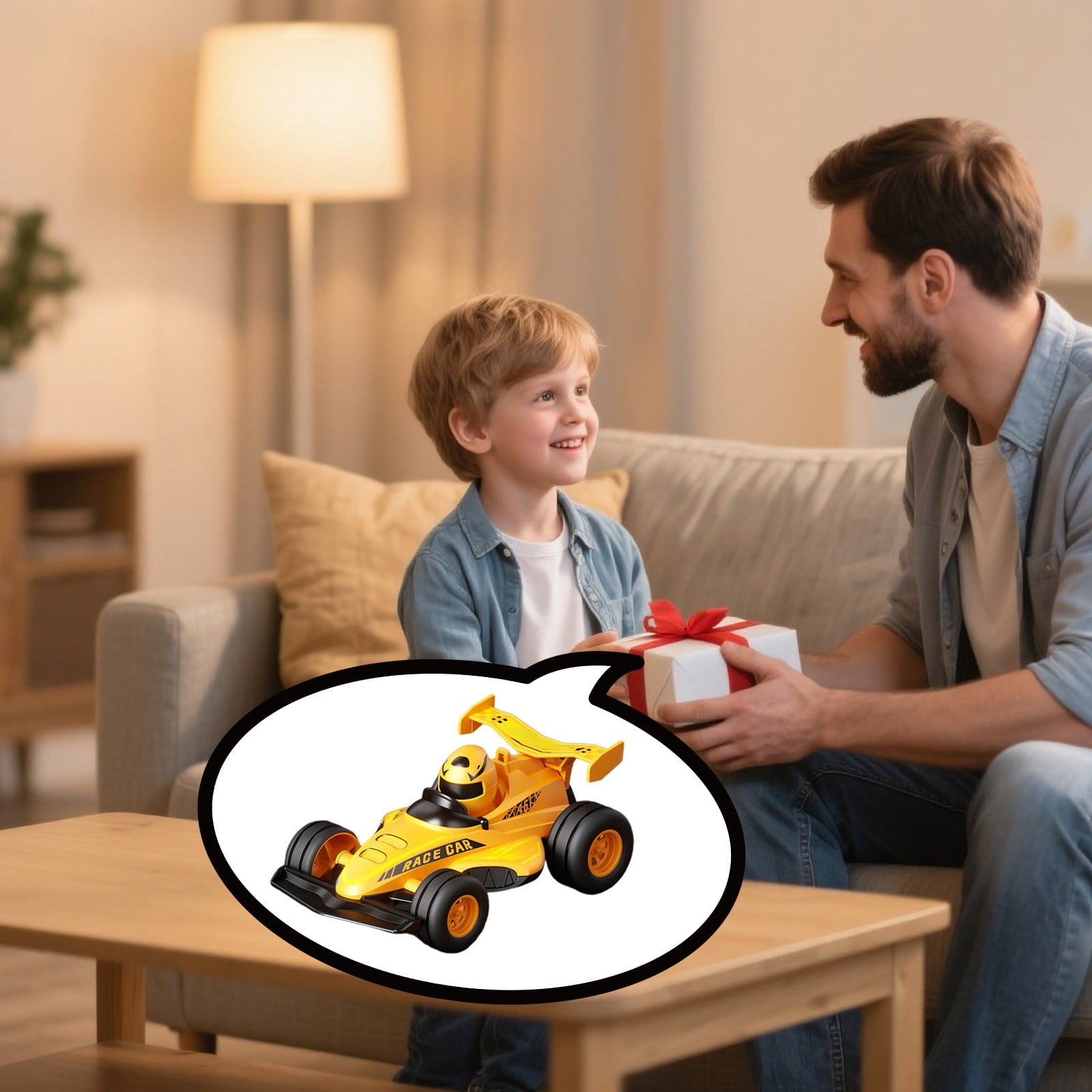 ToysYGift Pull Back Race Car Toy, Friction Powered Vehicle for Kids (Yellow, 4.33 in x 3.07 in) y8zn5