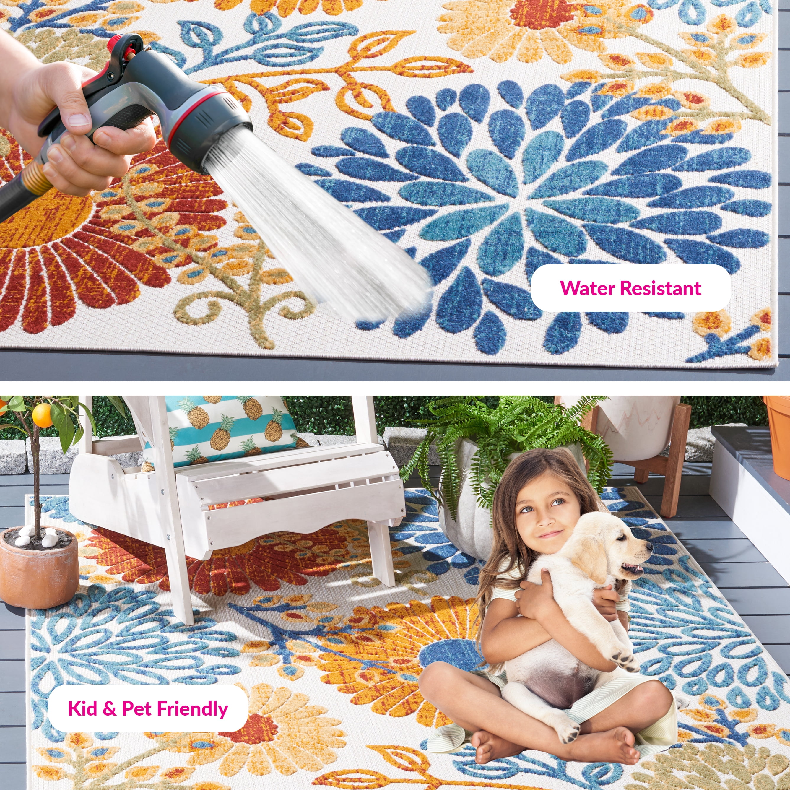 Safavieh Cabana Garnet Indoor/Outdoor Area Rug, Durable Weather-Resistant Floor Decor (Cream/Red, 5 ft 3 in x 7 ft 6 in) 9vobn