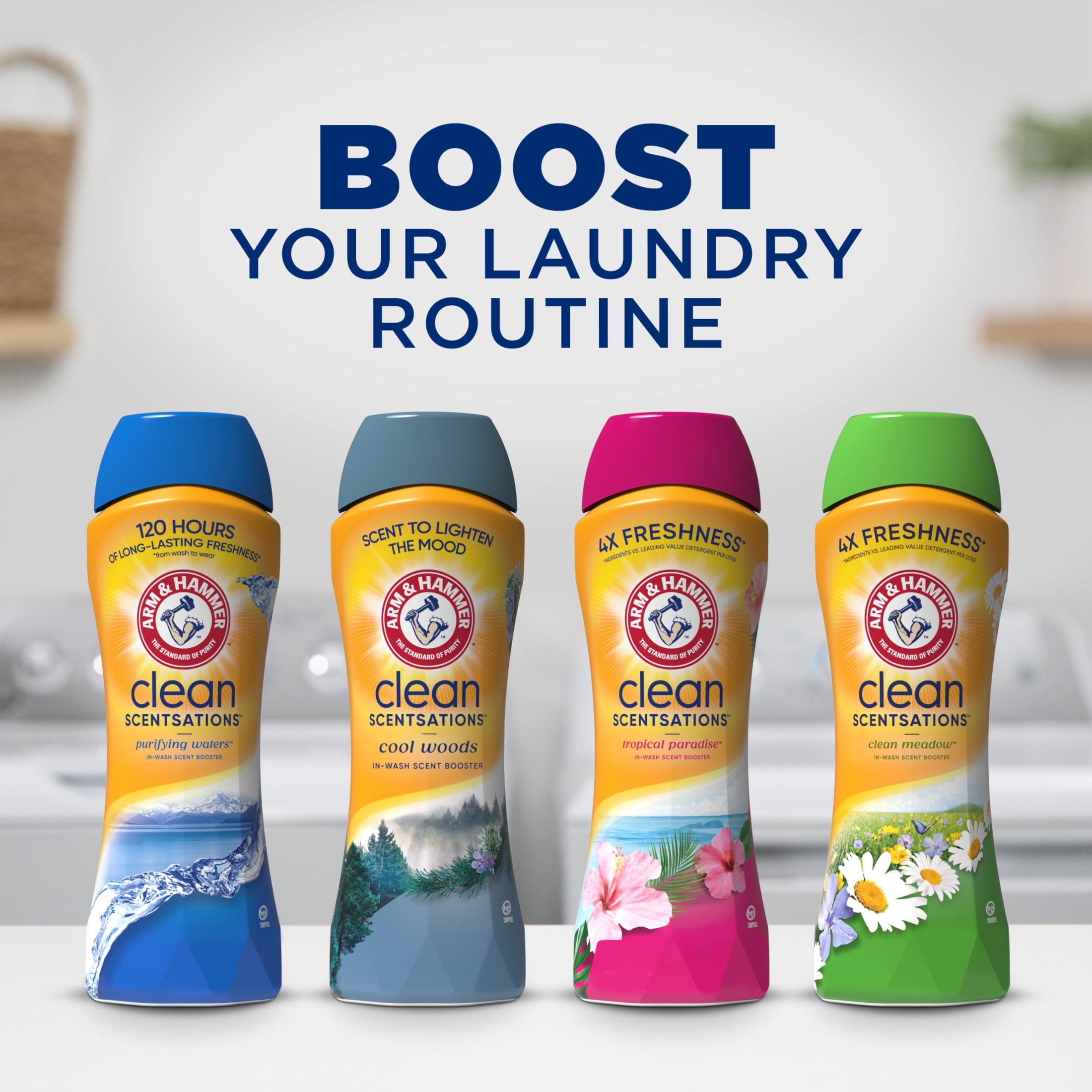 ARM & HAMMER Clean Scentsations In-Wash Laundry Scent Booster, Long-Lasting Clean Meadow Fragrance (24 oz) g105p