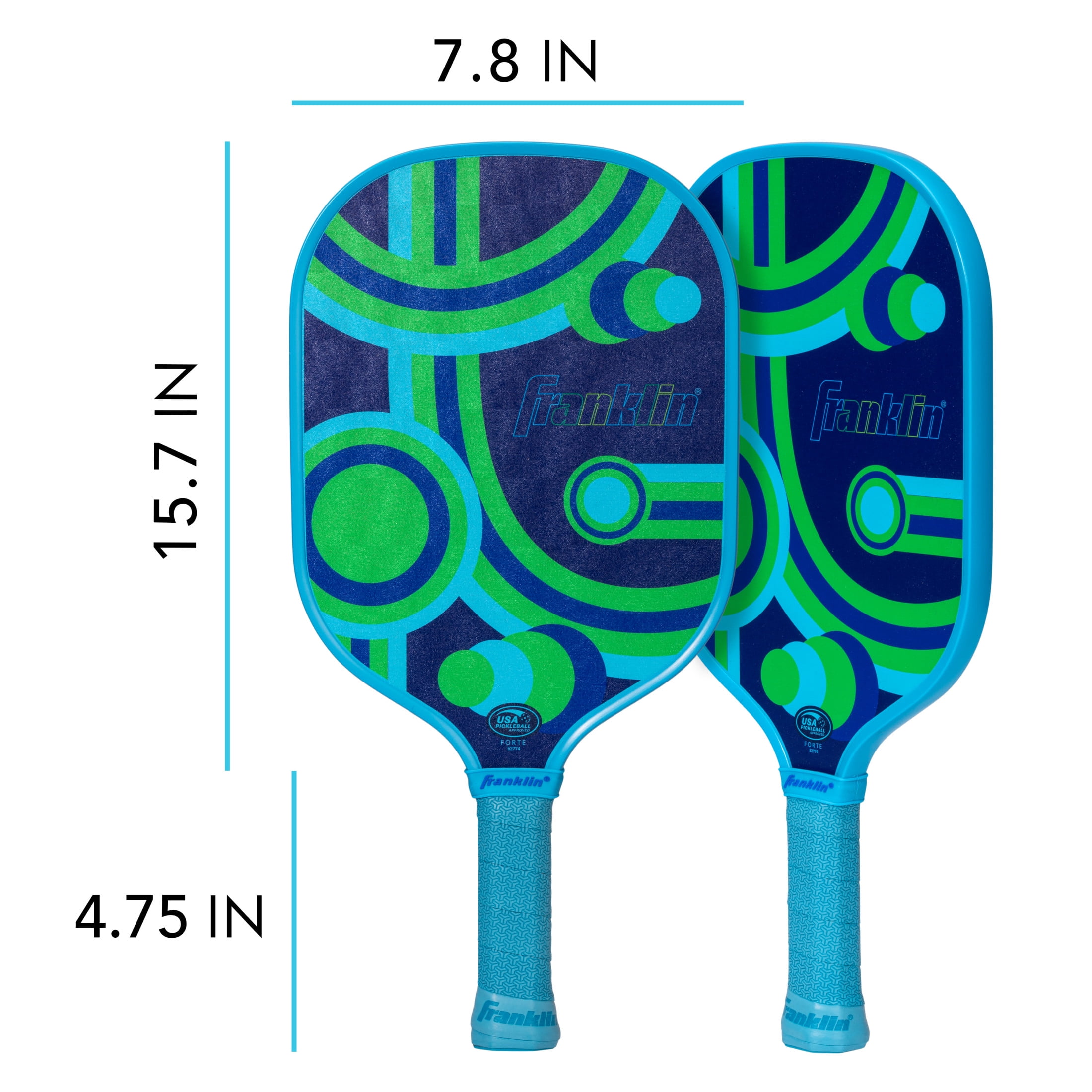 Franklin Sports Kids Pickleball Paddle, Junior Series Lightweight Racket for Youth Players (Blue, 15.7 in x 7.8 in) mfdy0