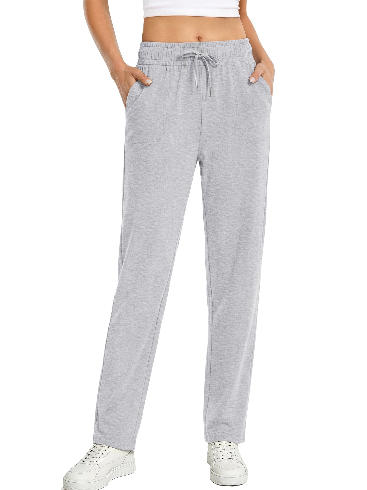 Fantaslook Womens Stretch Knit Casual Lounge Pants with Pockets (Grey, L) m7jzn