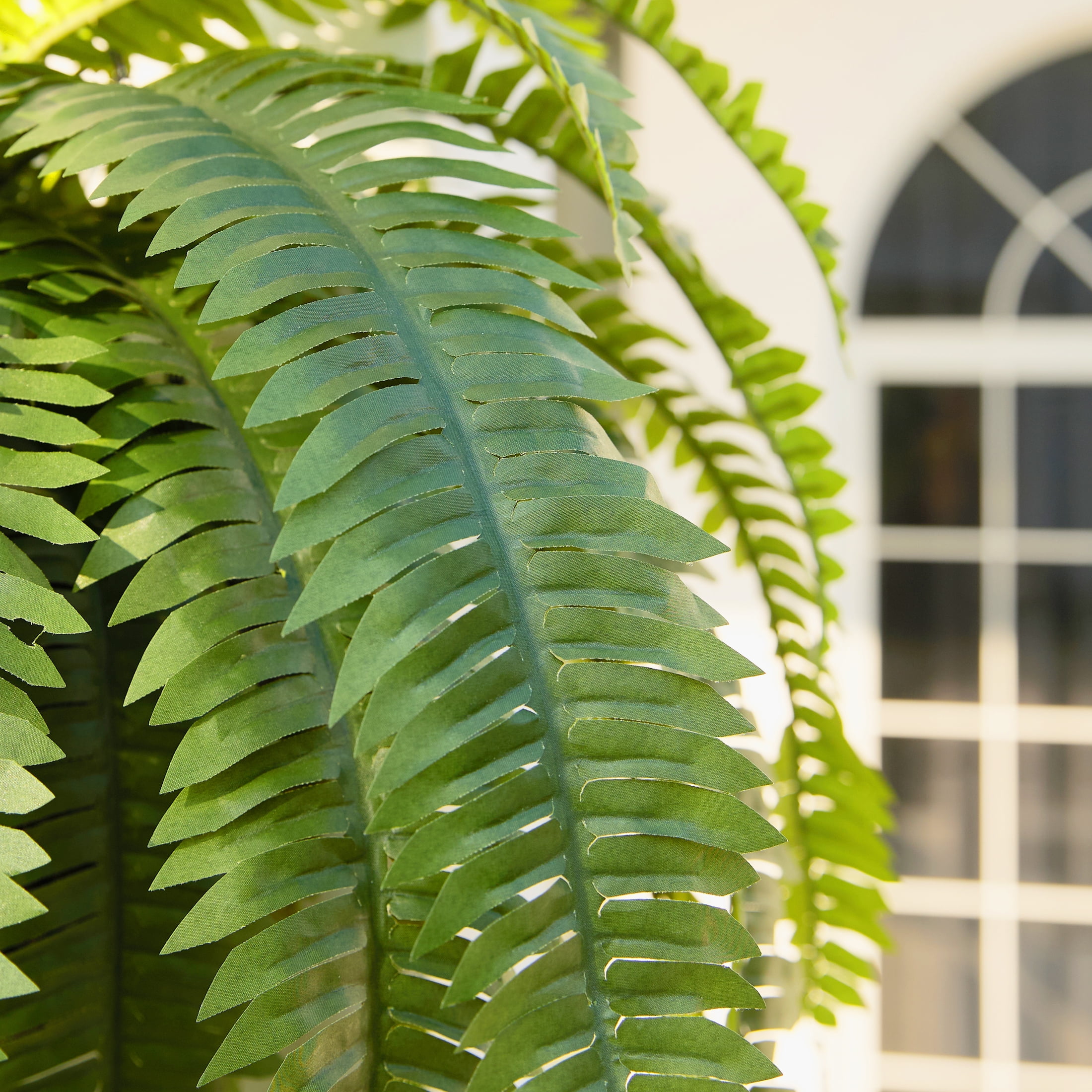 DR.Planzen Artificial Boston Fern Plant with Black Tapered Planter (Green, 39 Leaves) d9cir