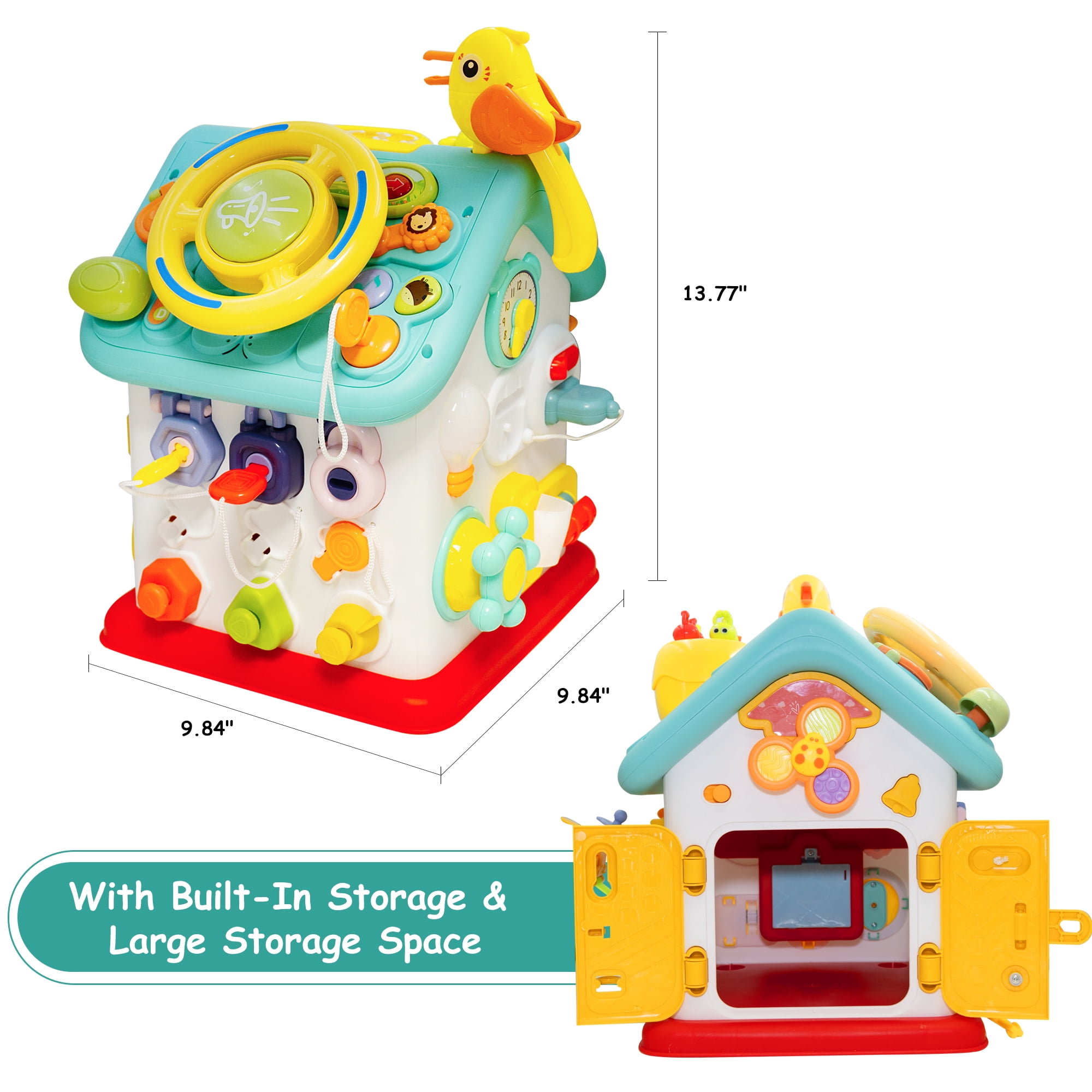 SaveJoy Montessori Busy House Activity Center with Music and Sensory Learning (6-in-1, Multi-color) ptkl9