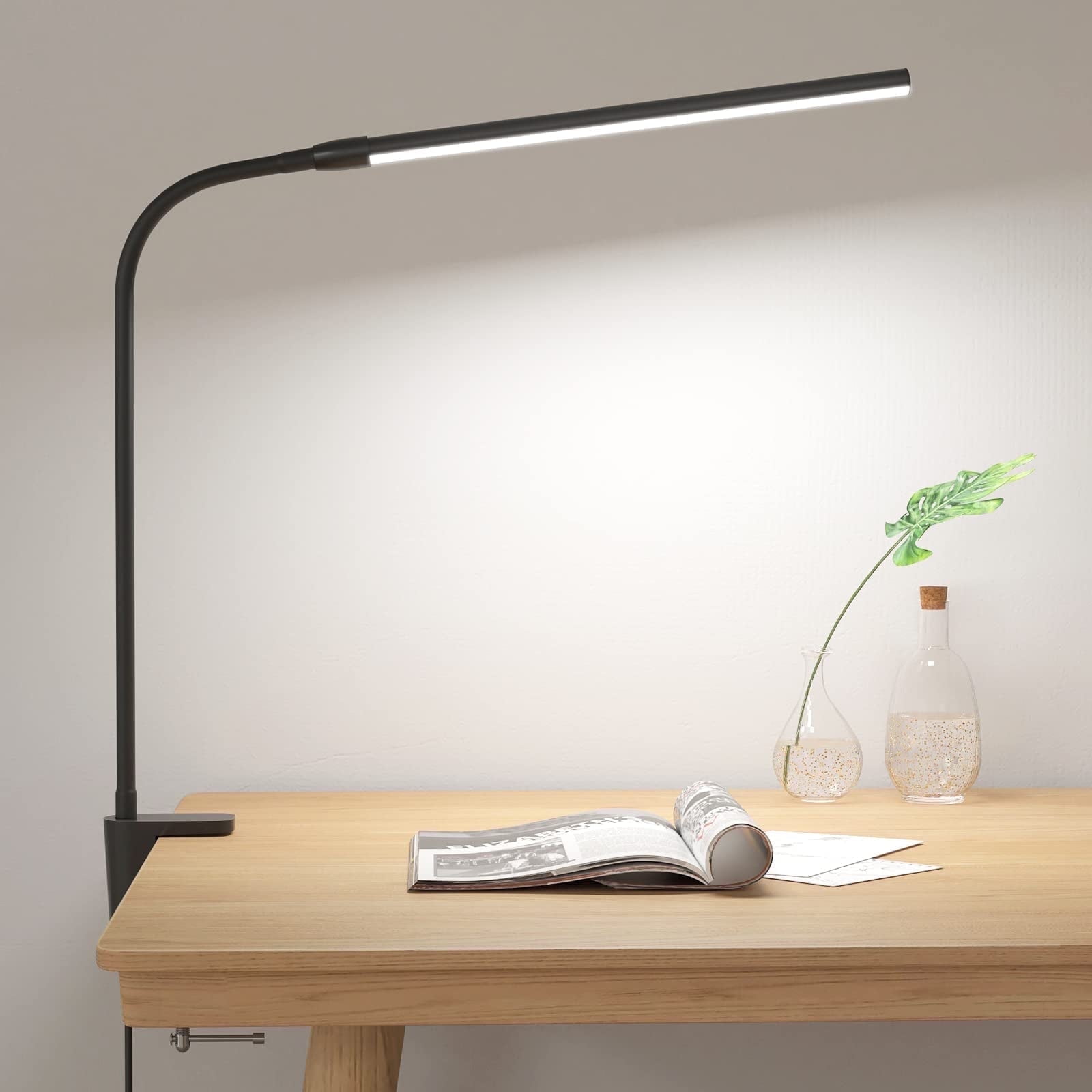 Lepro LED Clip-on Desk Lamp Dimmable USB Reading Light with Flexible Gooseneck (Black, 1 Pack) guusa