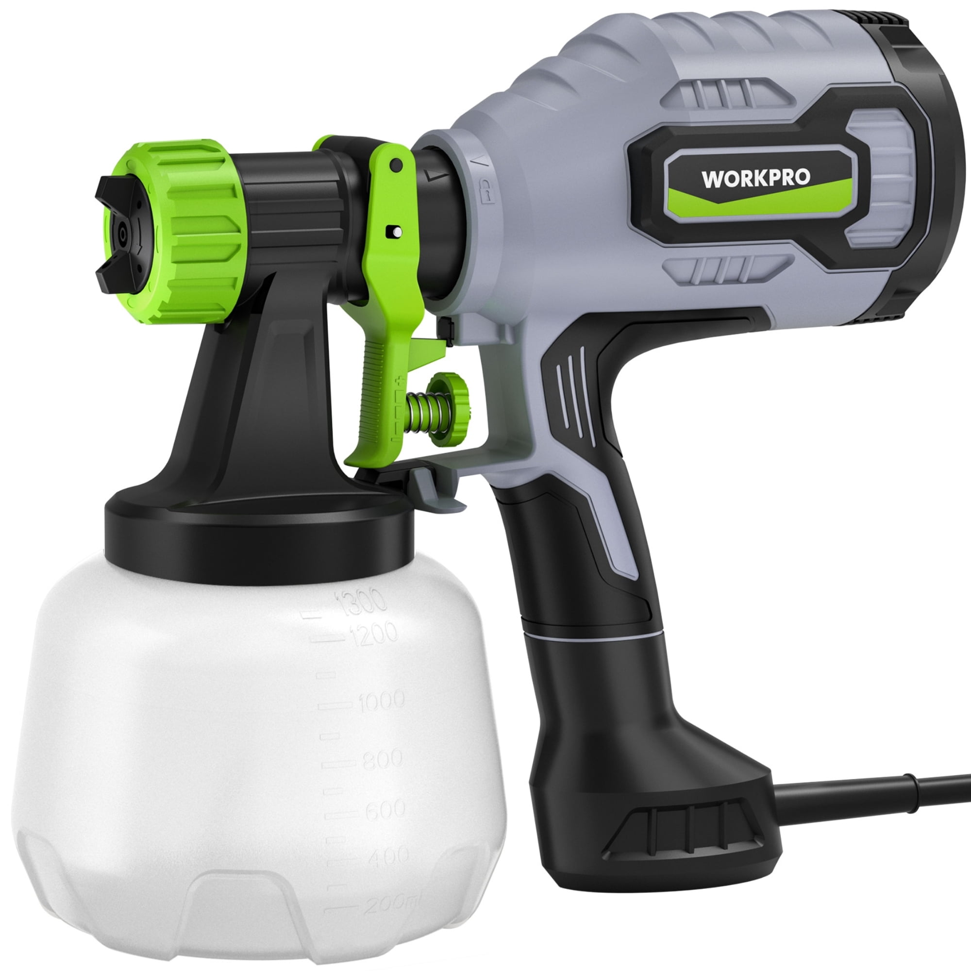 WORKPRO HVLP Paint Sprayer, Electric Spray Gun with 4 Nozzles and Adjustable Flow (44 fl oz) 30e3k