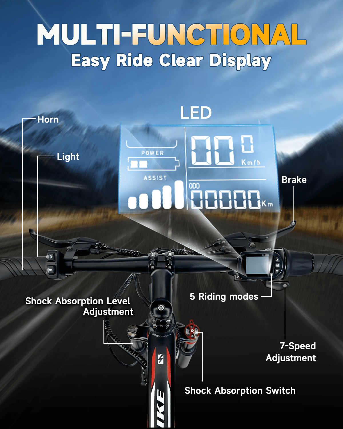 XKJQTA Electric Mountain Bike, 26 in Adult E-Bike with 750W Motor, 576Wh Removable Battery, 7-Speed, Full Suspension (Black, 26 in) tfjm3