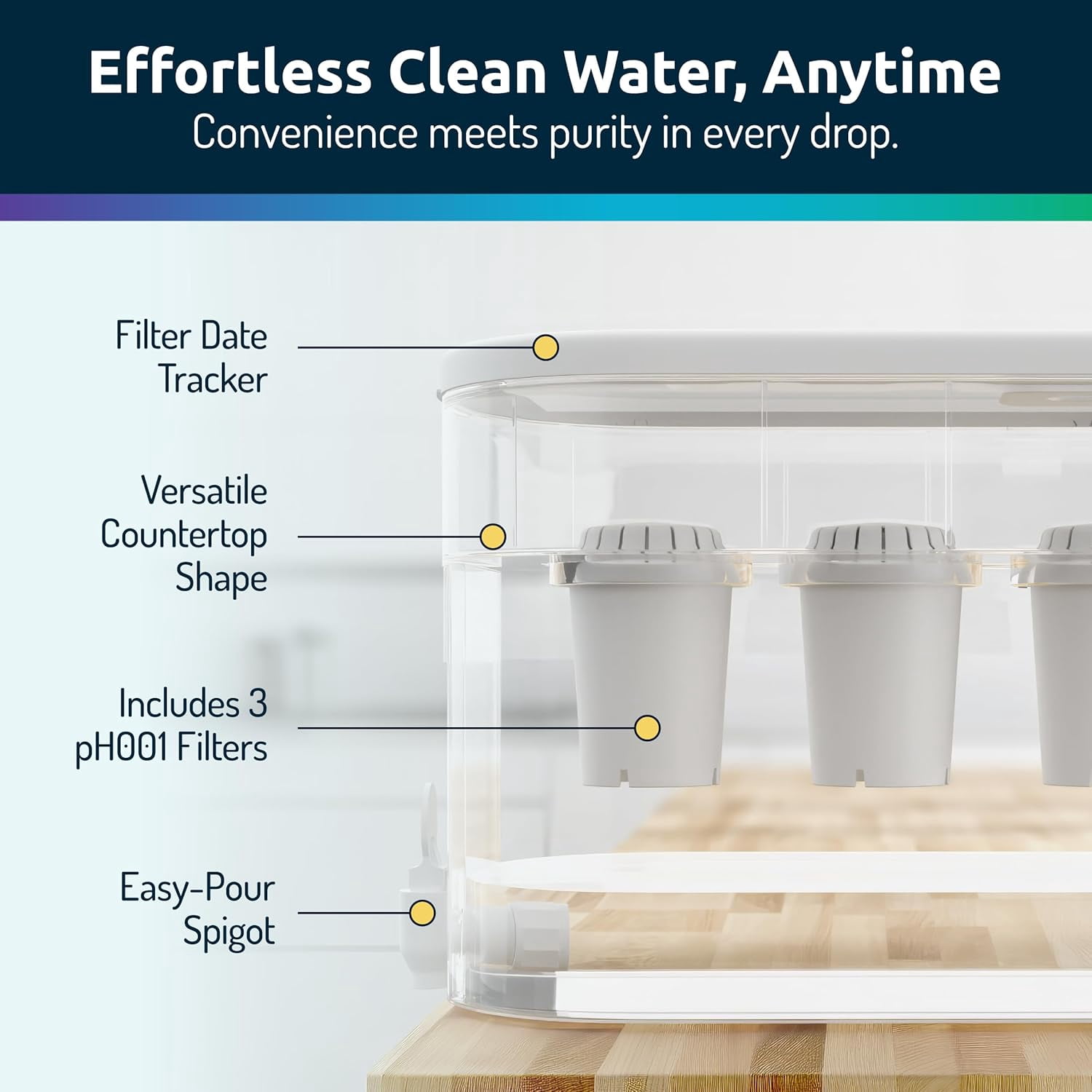 Invigorated Water Alkaline Countertop Water Filter Dispenser, High pH Filtration System (White, 53-Cup) 9h2bk