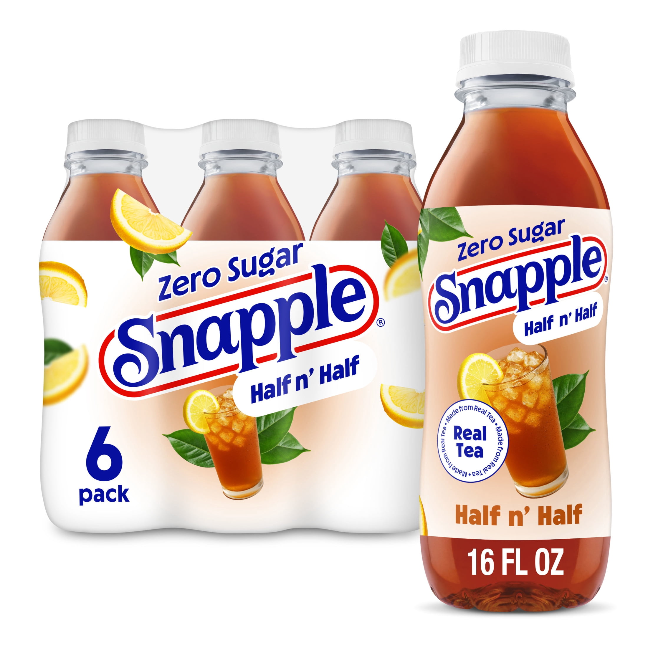 Snapple Zero Sugar Half 'n Half Lemonade Iced Tea (16 fl oz, 6 Pack) 4fyk2