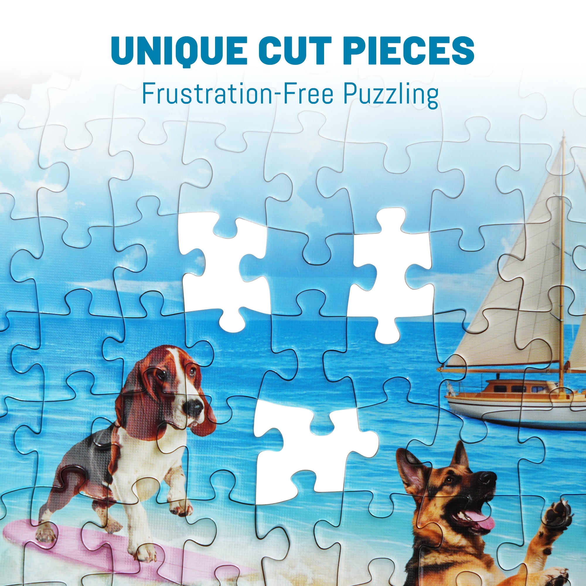 BenBen 1000 Piece Jigsaw Puzzle for Adults, Dogs' Beach Party Theme, Challenging Interlocking Cardboard Puzzle (26.75 in x 19.25 in) f3hk8
